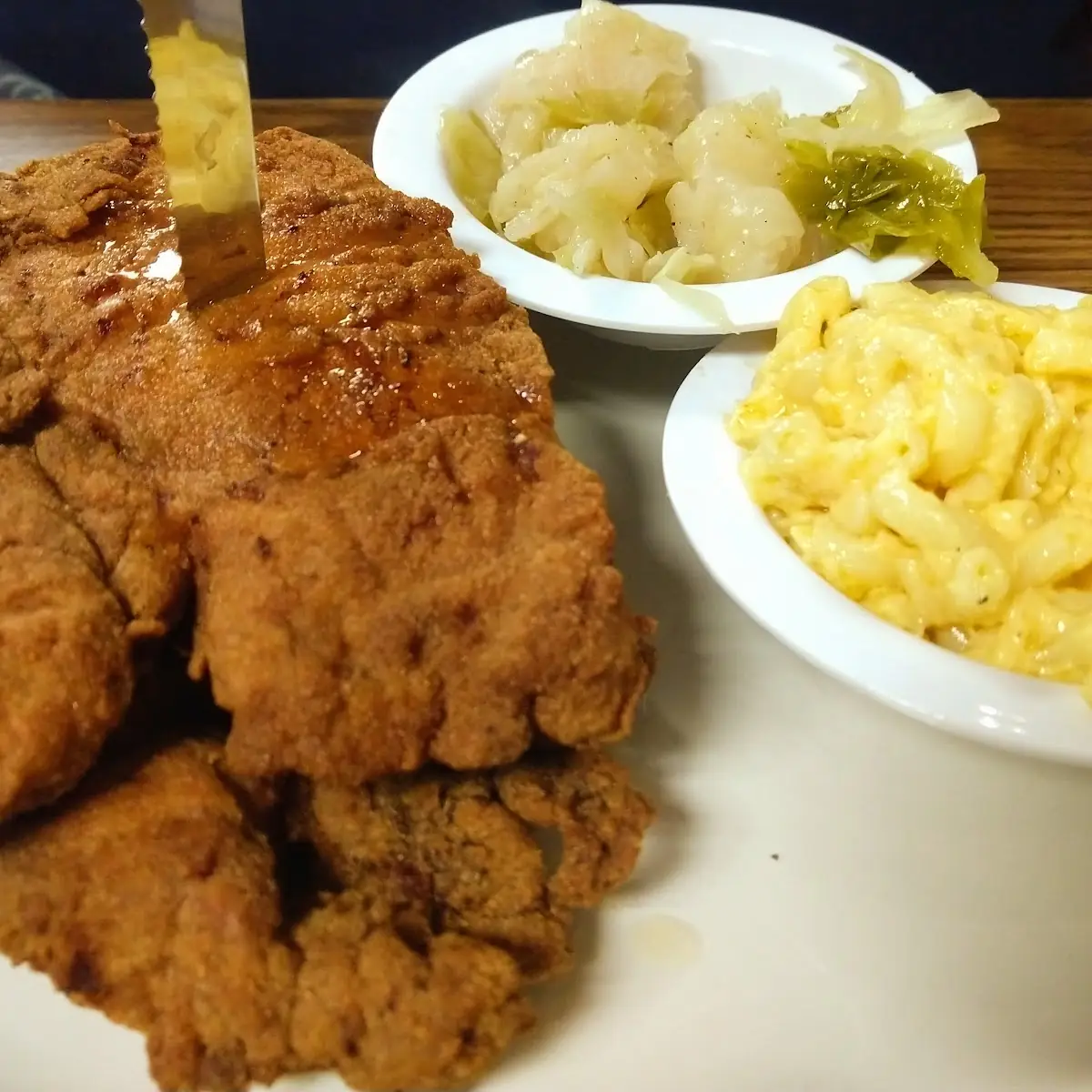 Pork Chops Mac & Cheese Steamed Cabbage