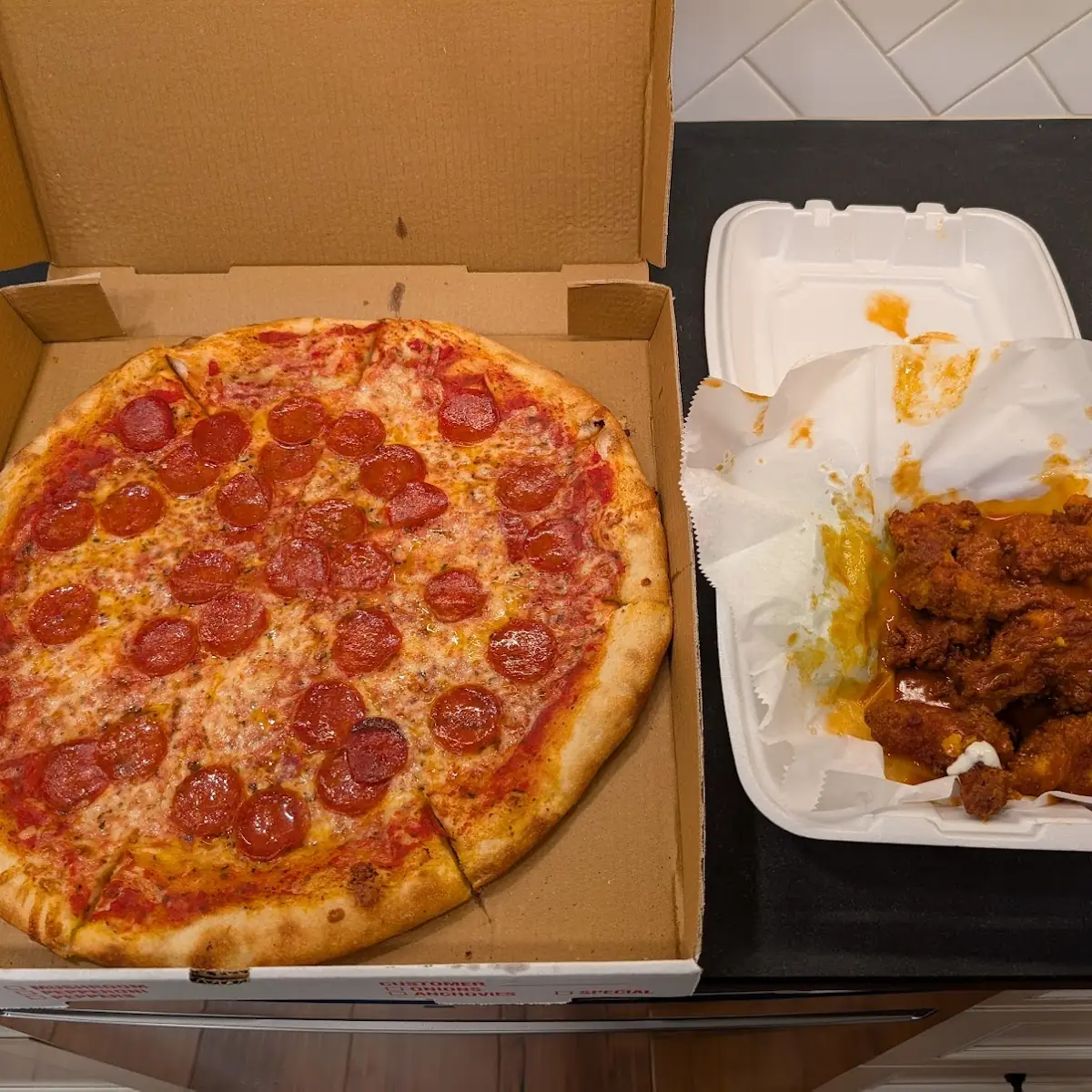 Pepperoni Pizza and Wings