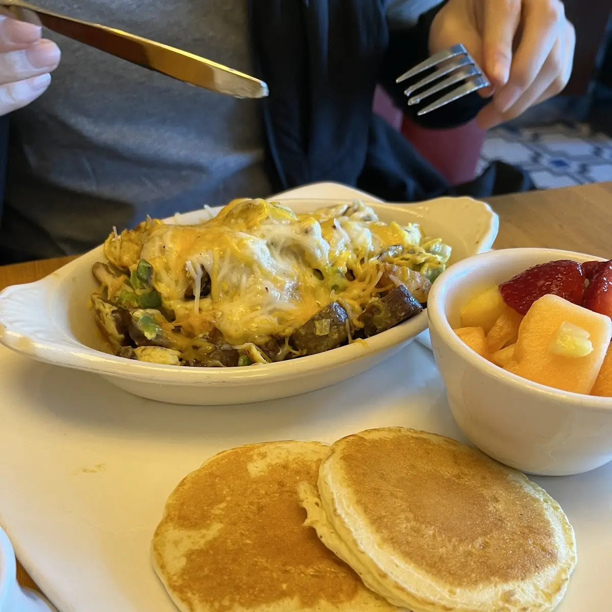 Eggs Sausage Gravy Potatoes and Veggies