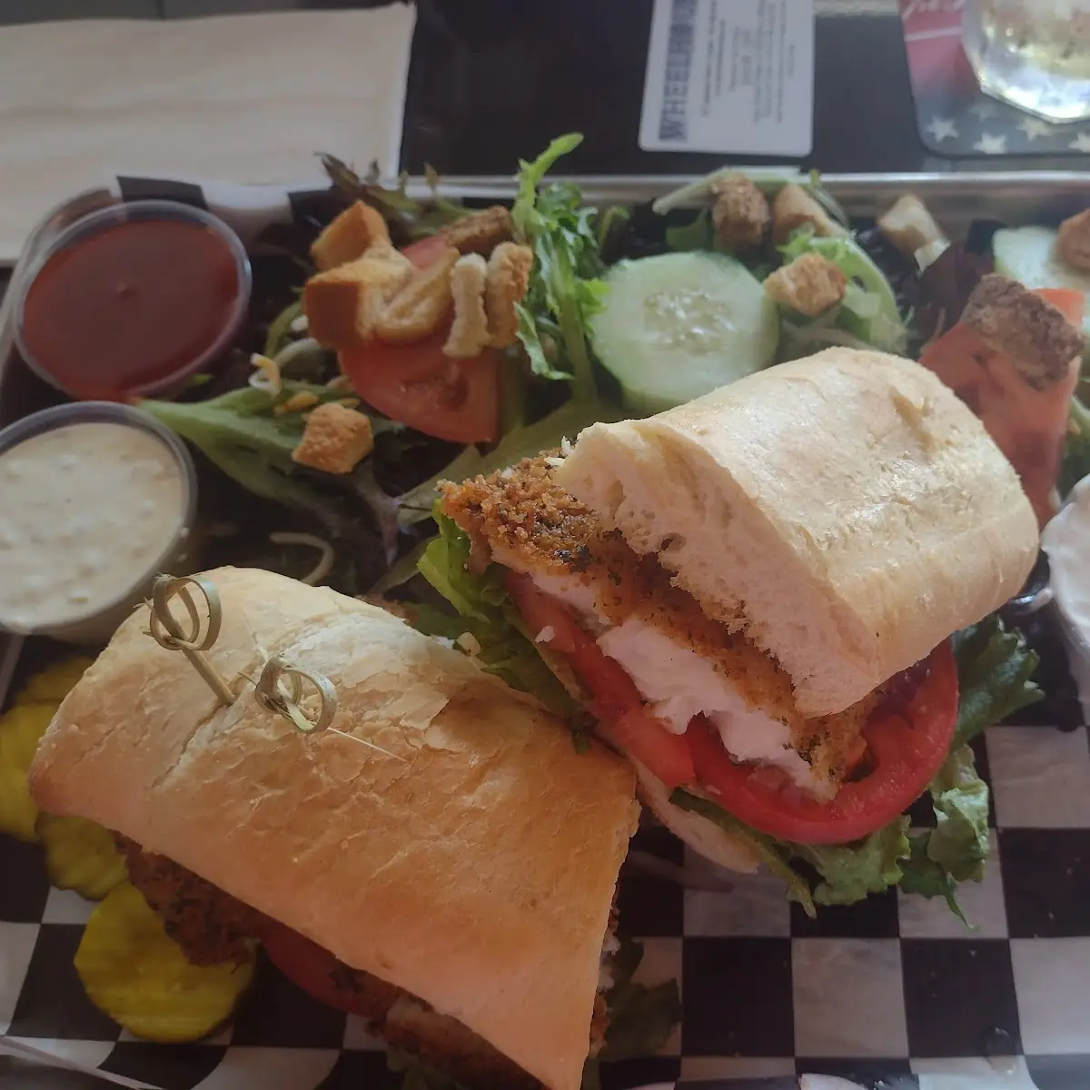 Walleye Sandwich and Salad