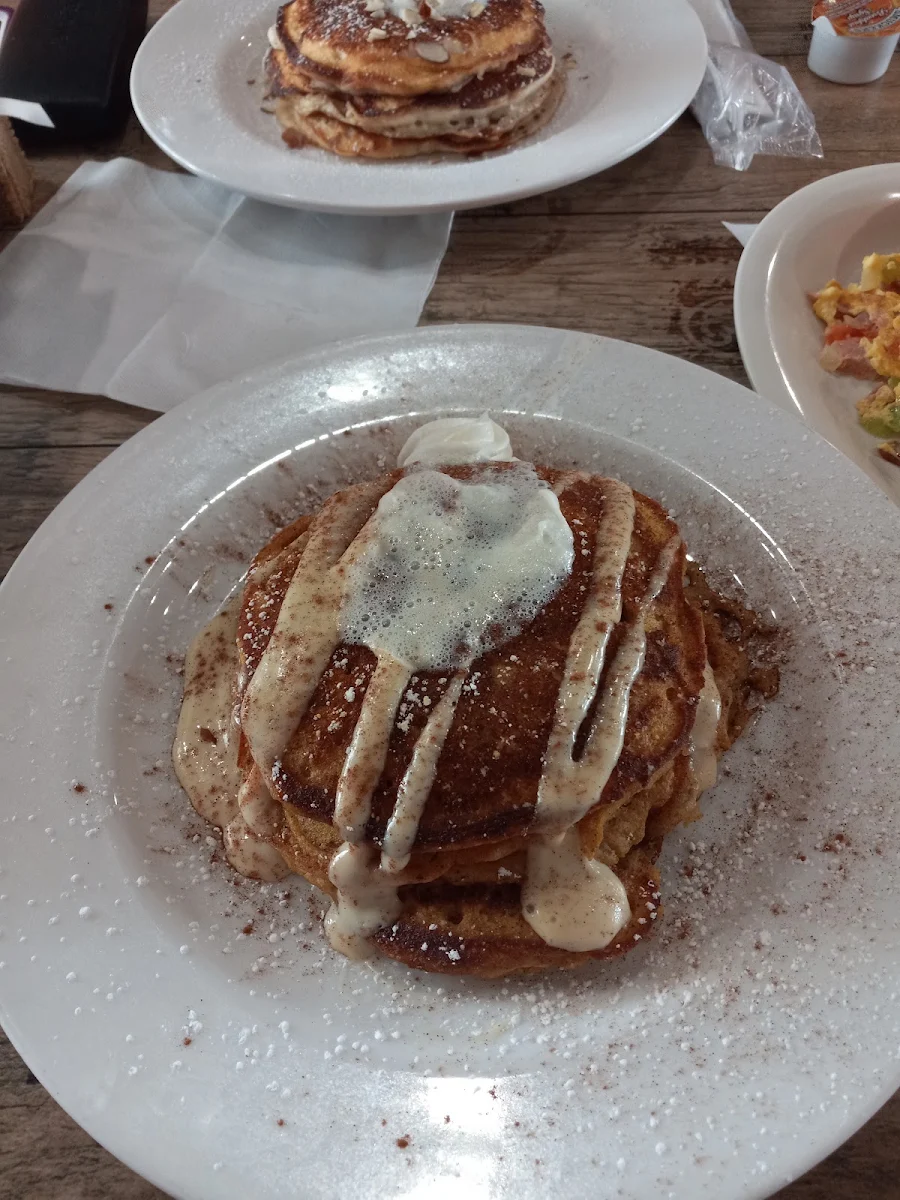 Pumpkin Pancakes with Cheese Sauce
