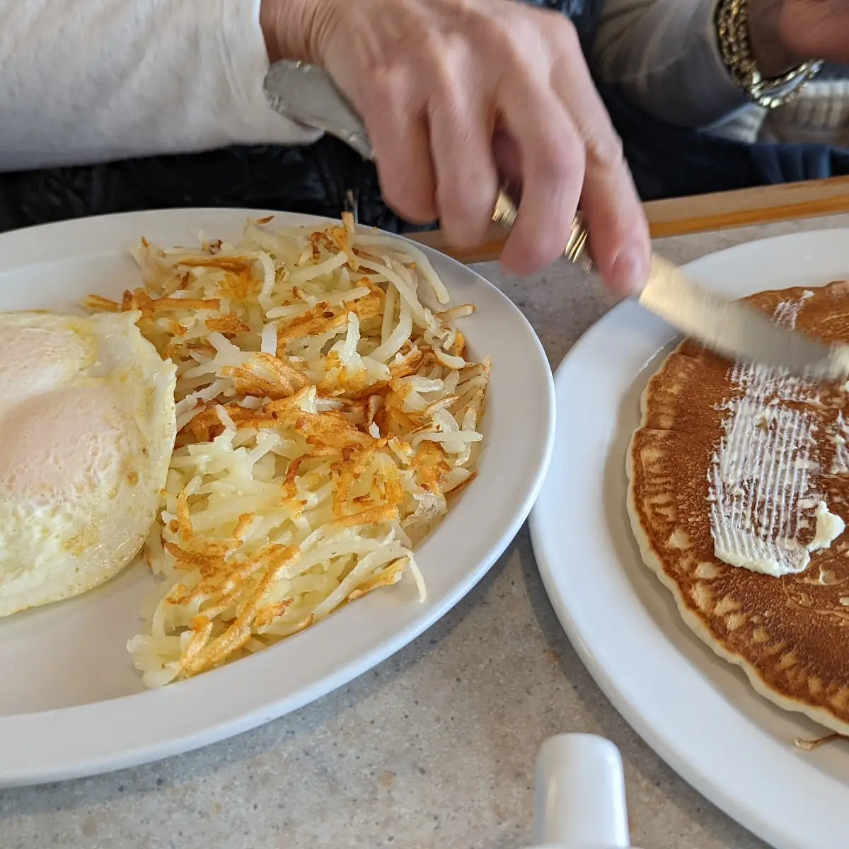 Eggs over Easy Hash Browns Pancake