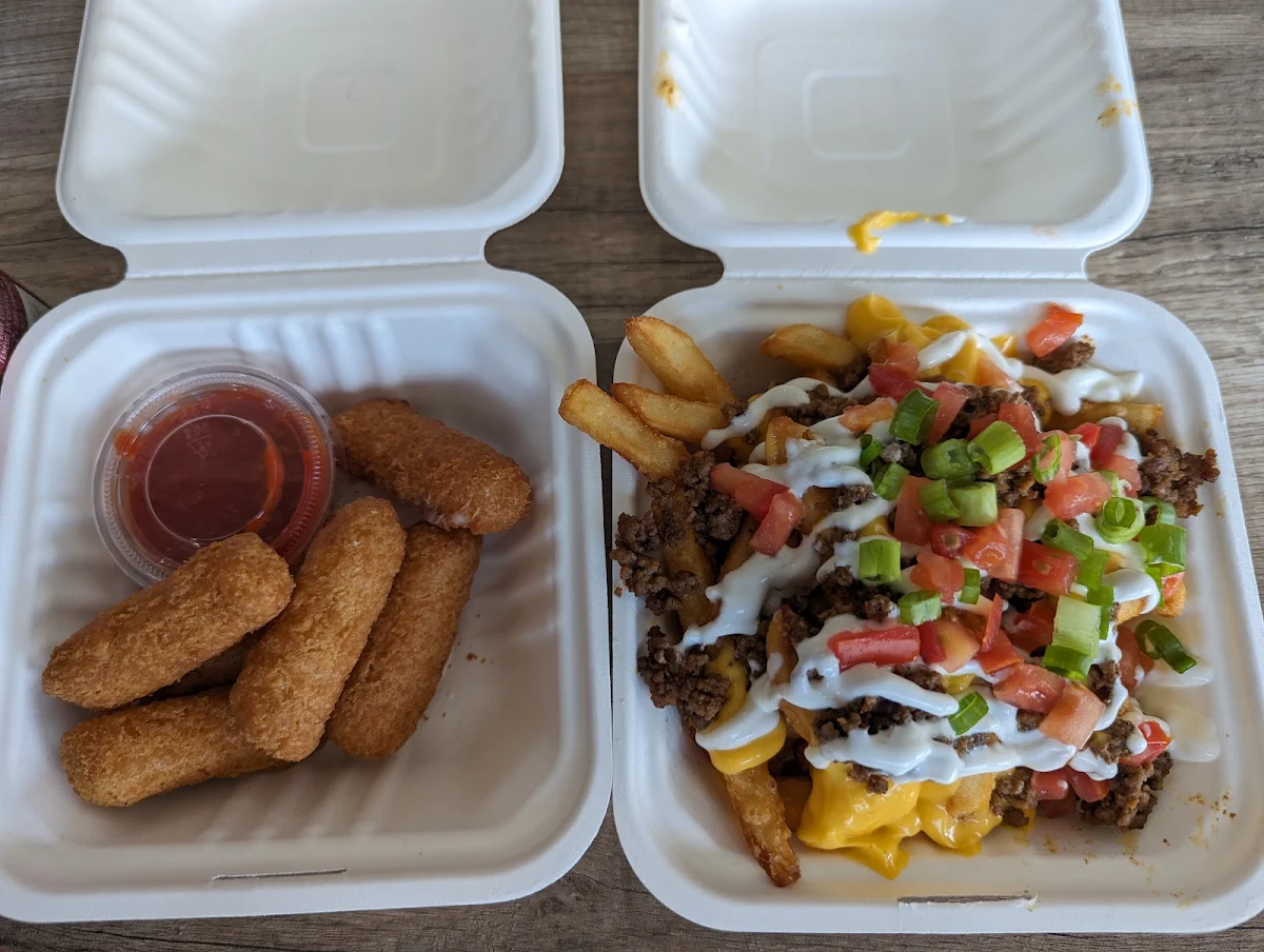 Fries Supreme and Mozzarella Sticks, Dan Good Pizza Watford