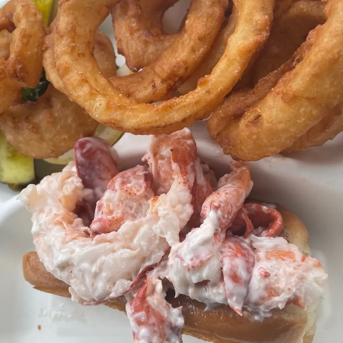 Lobster Roll with Onion Rings