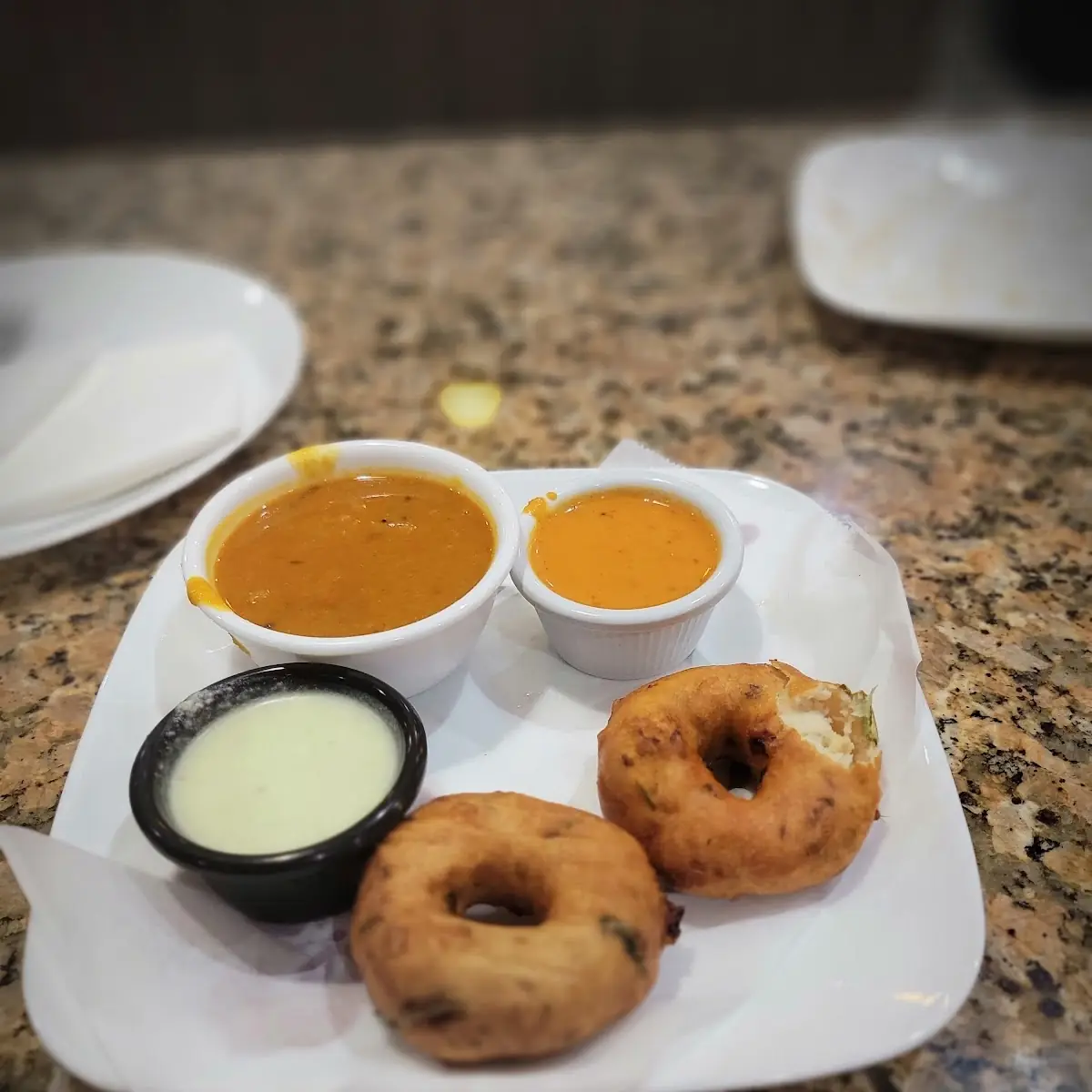 Medu Vada with Sambar and Chutneys