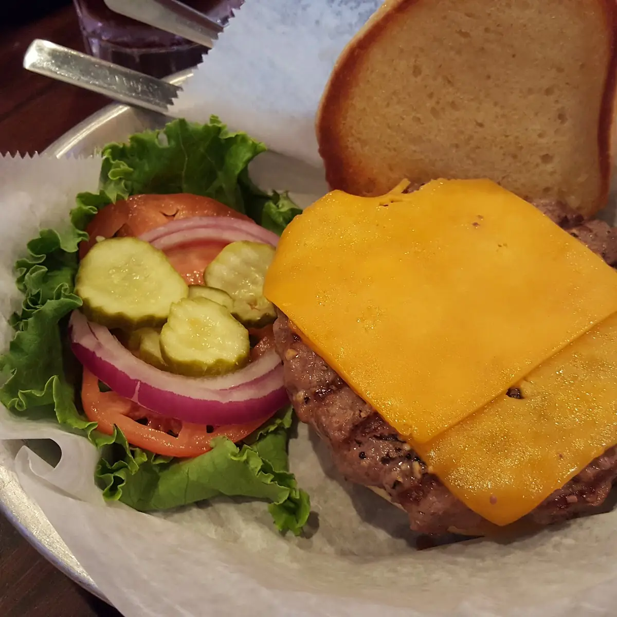 Elk Burger with Cheddar Cheese