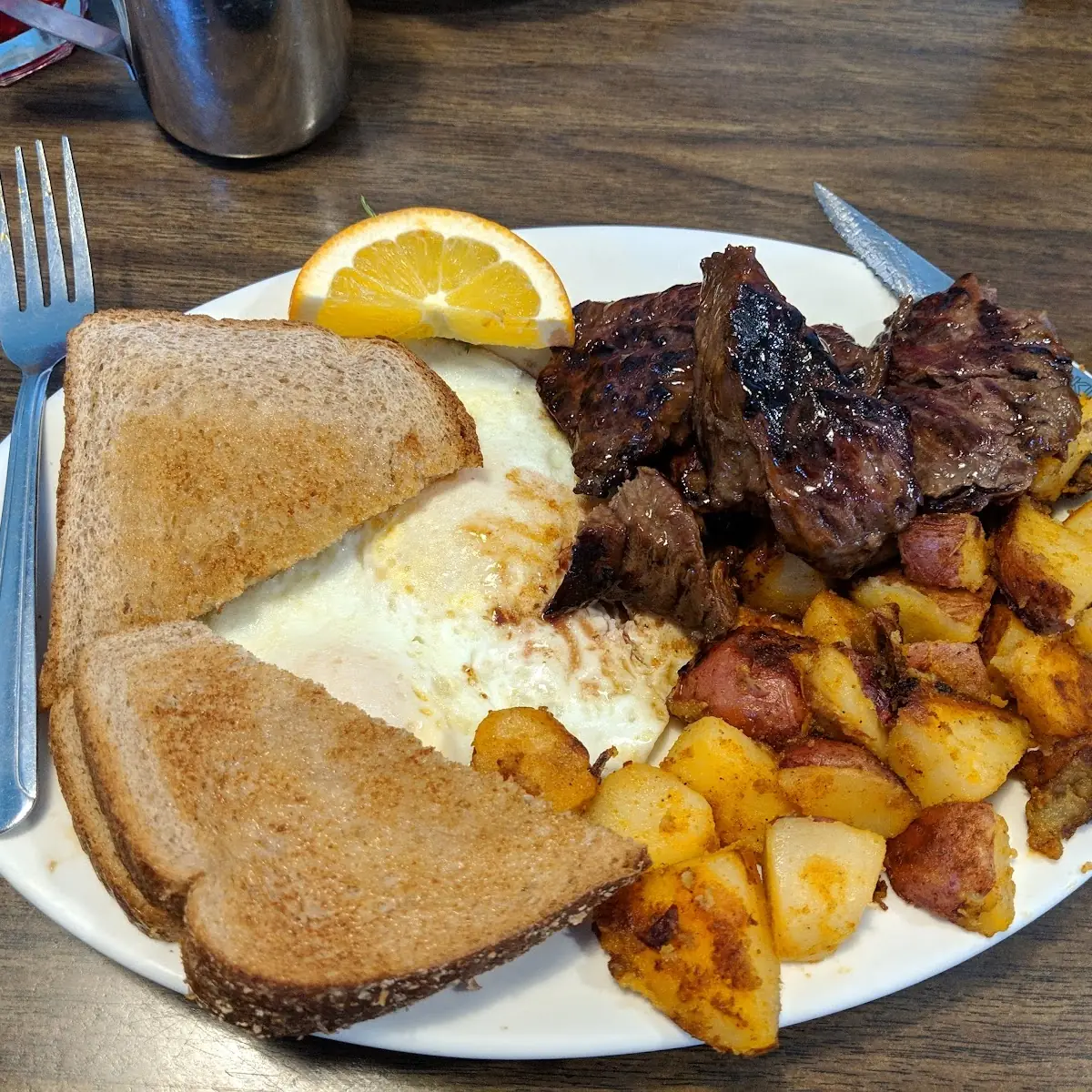 Steak Tips and Eggs