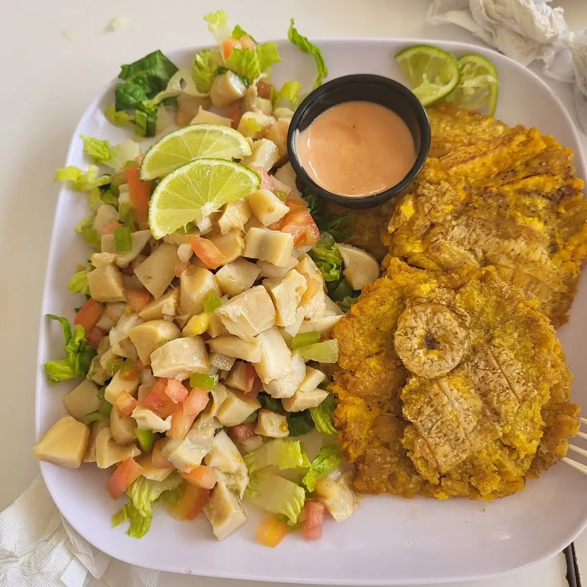 Octopus Salad with Fried Plantain Chips