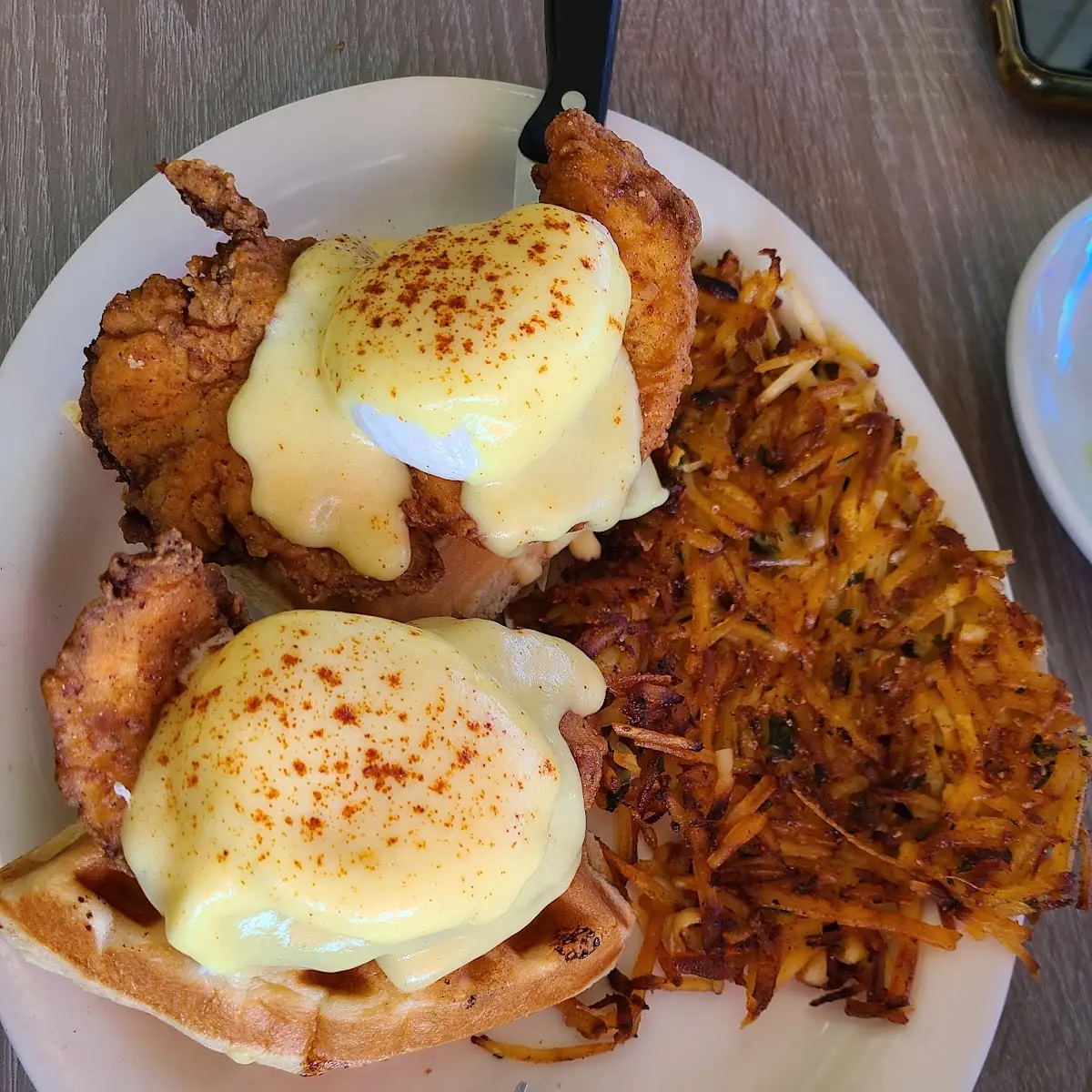 Corn Beef Benedict with Hash Browns