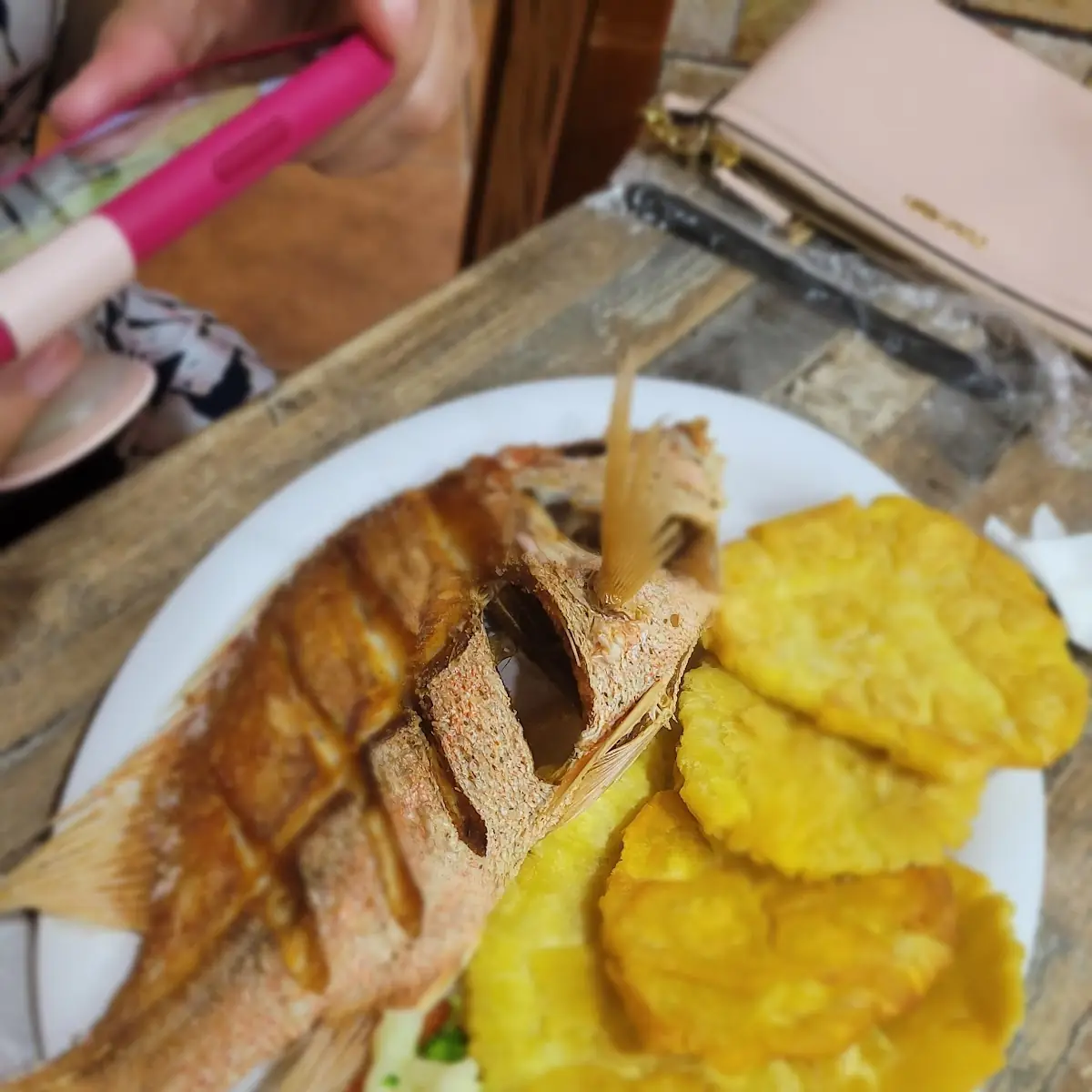 Fried Red Snapper with Breadfruit Tostones