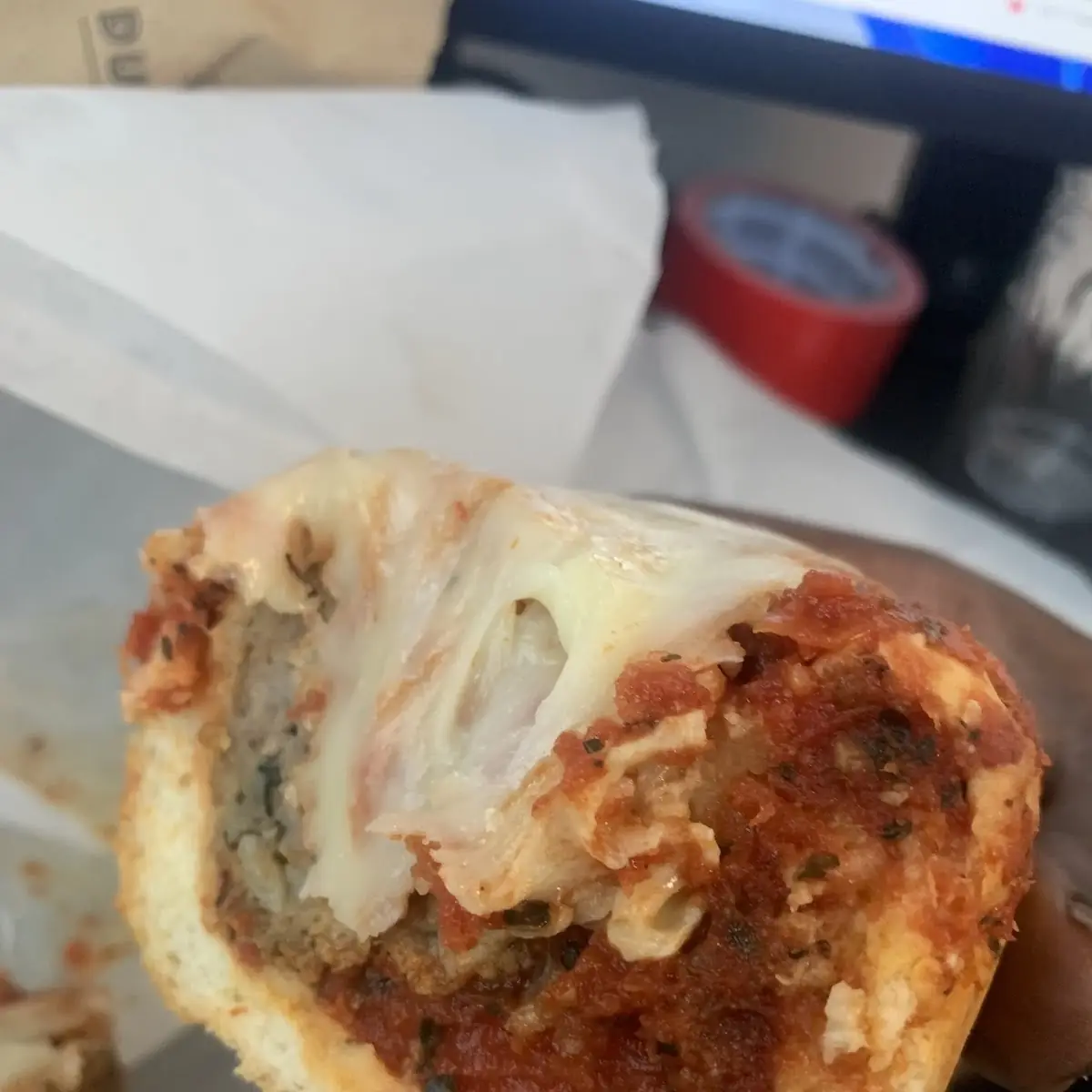 Inside of the Meatball Sub