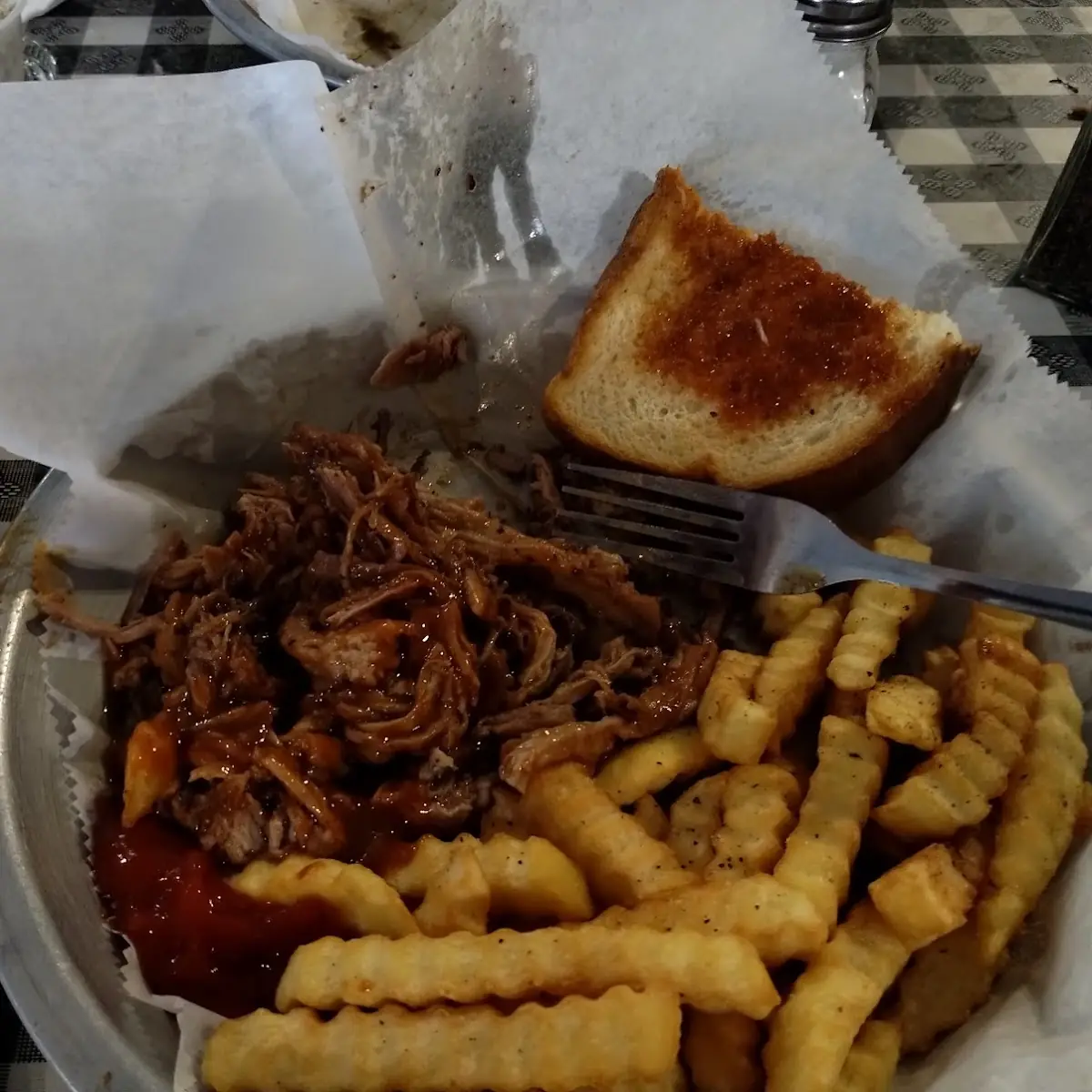 Pulled Pork Fries Cole Slaw Garlic Bread