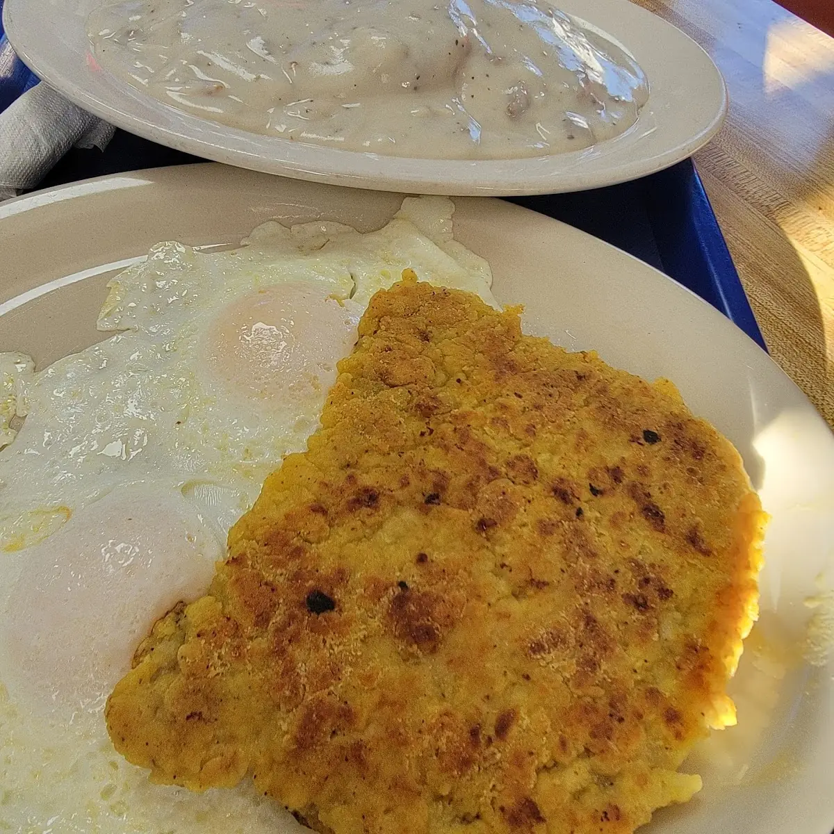 Sunny Side Eggs and Gravy Biscuit
