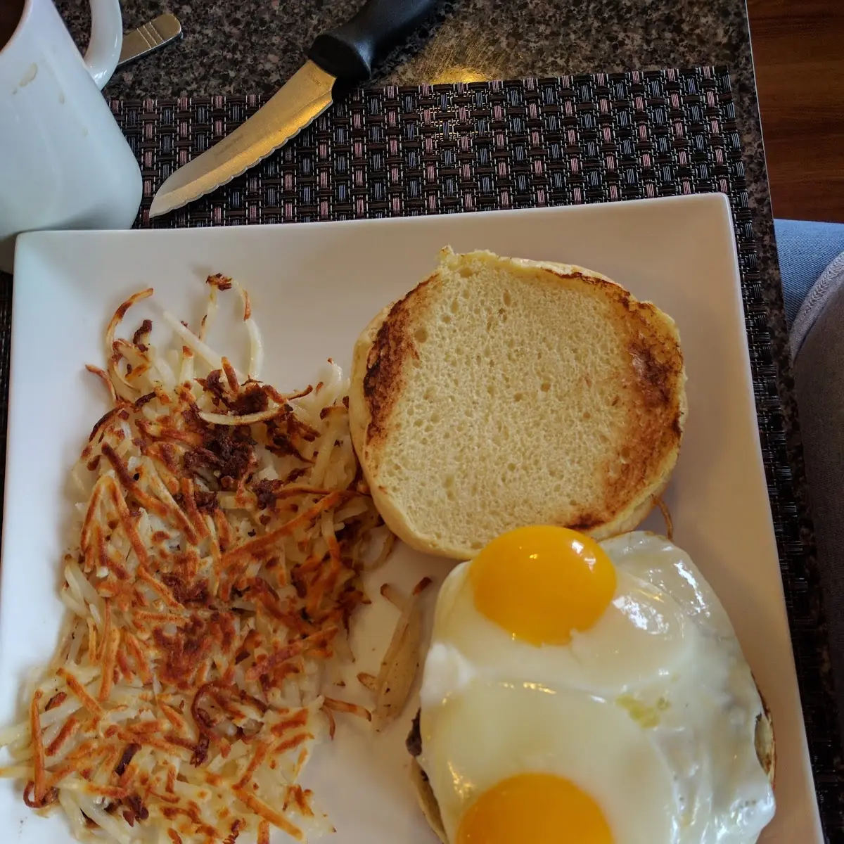 Gravy and 2 Eggs over Hash Brown Potatoes