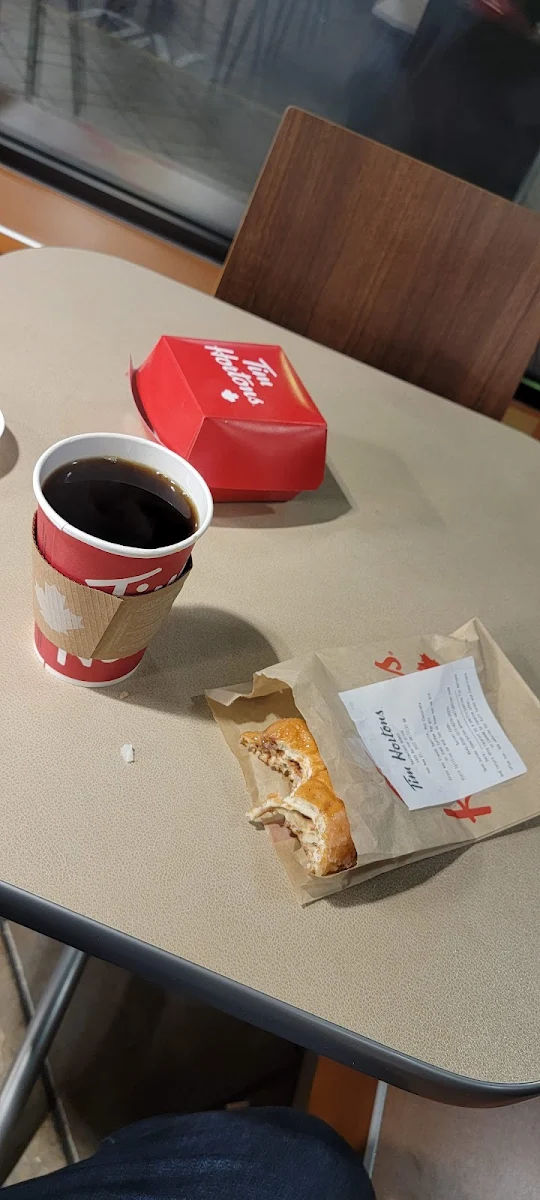Apple Fritter and Black Coffee, Tim Hortons