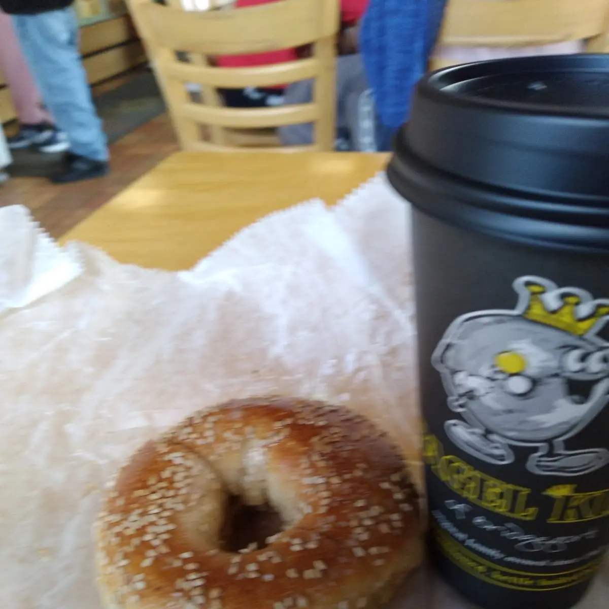 Sesame Bagel with Cream Cheese & Latte