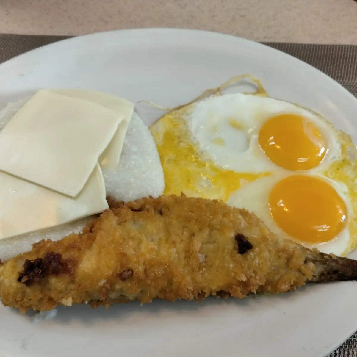 Two Eggs with Fried Fish