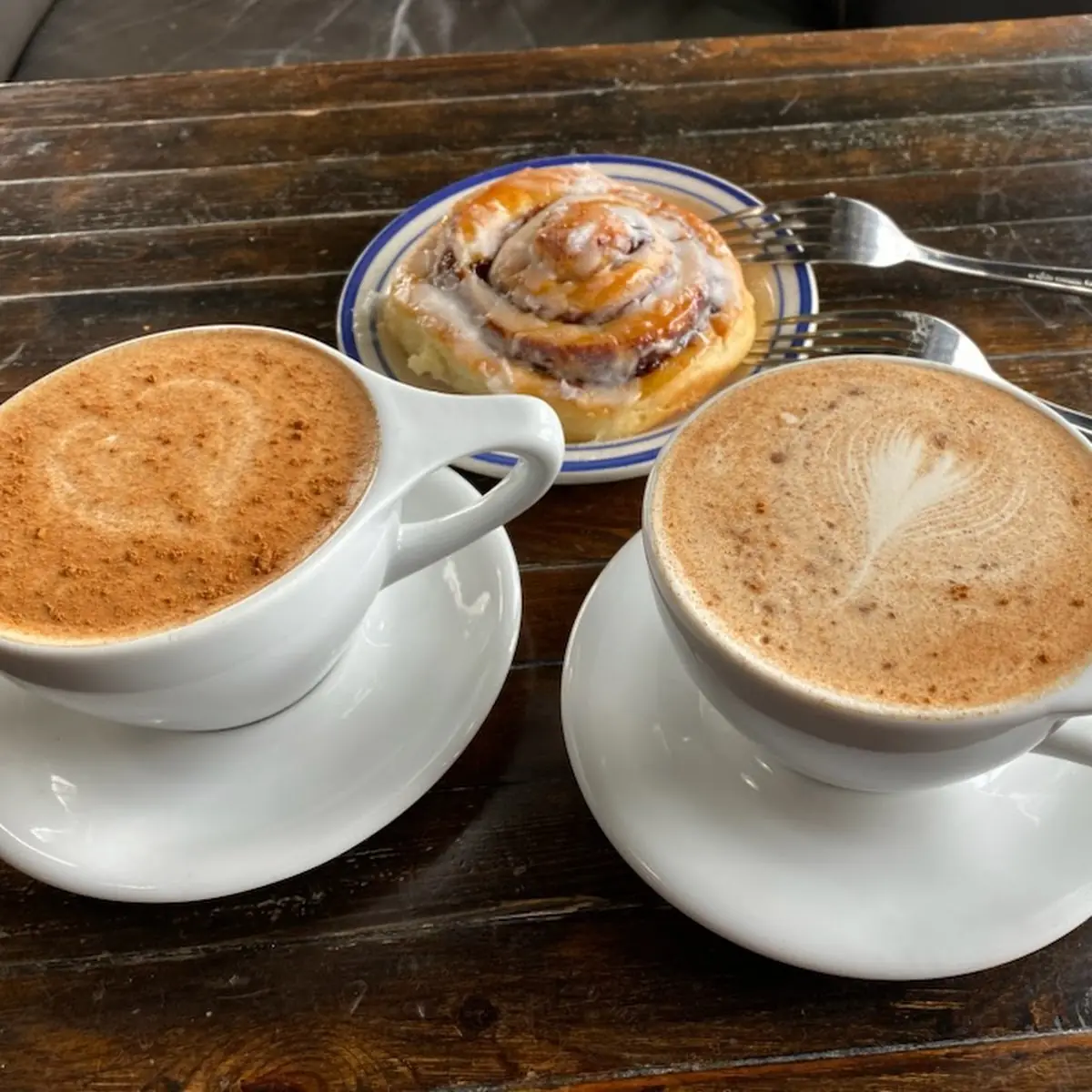 Chai Lattes and a Cinnamon Bun