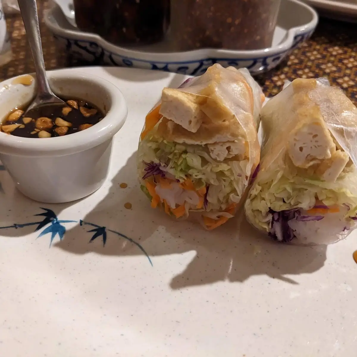 Tofu Spring Rolls Partly Eaten