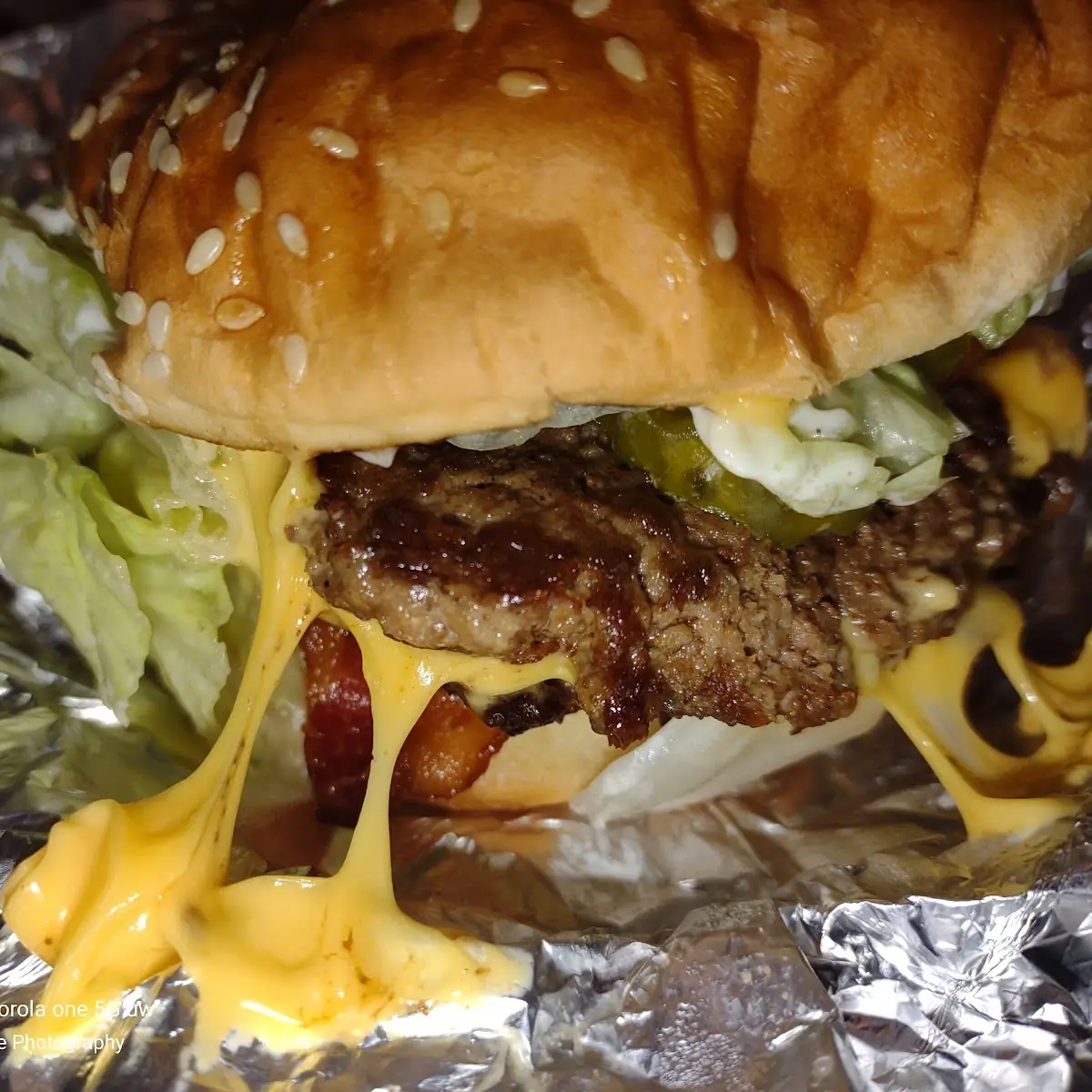 Double Cheeseburger with the Works Bacon