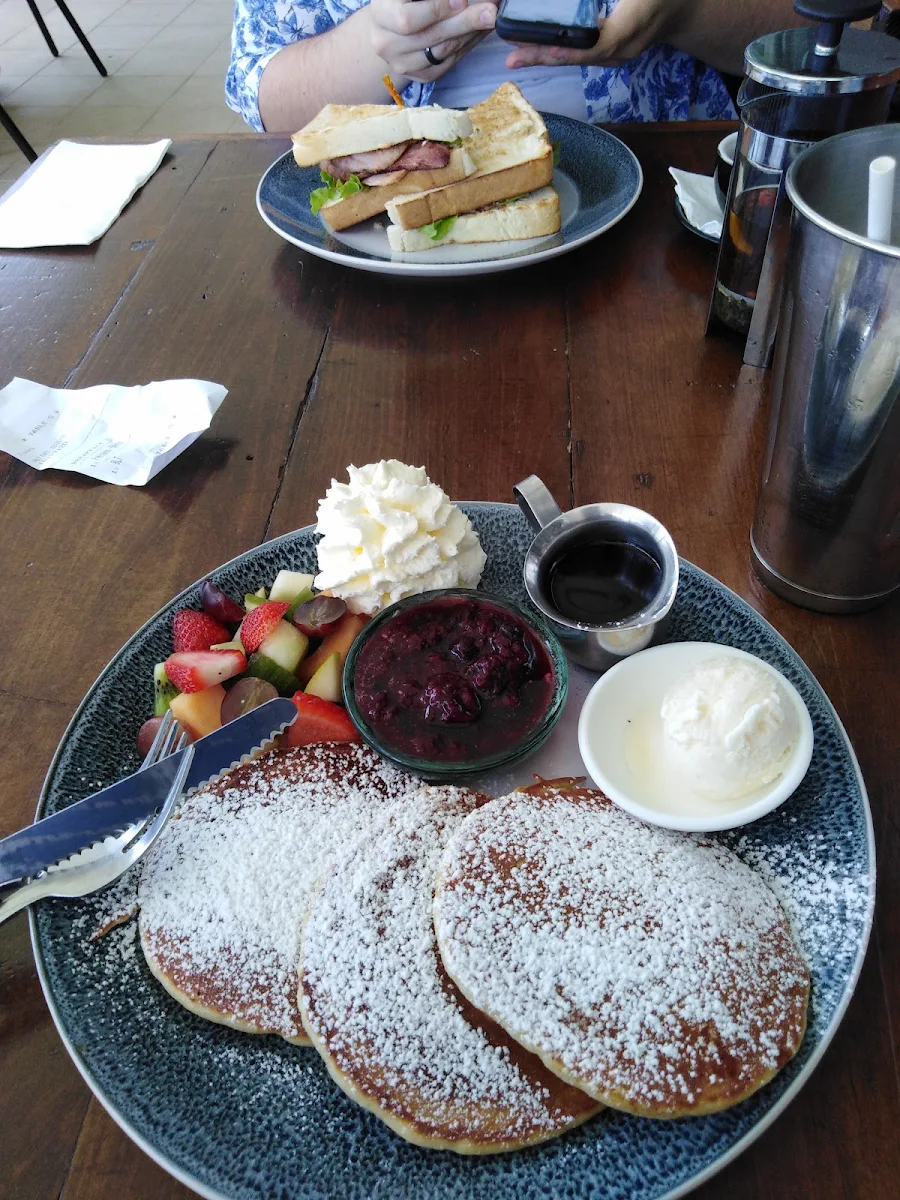 Pancakes with Fruit Infront blt Across the Way, Salt Cafe Urangan