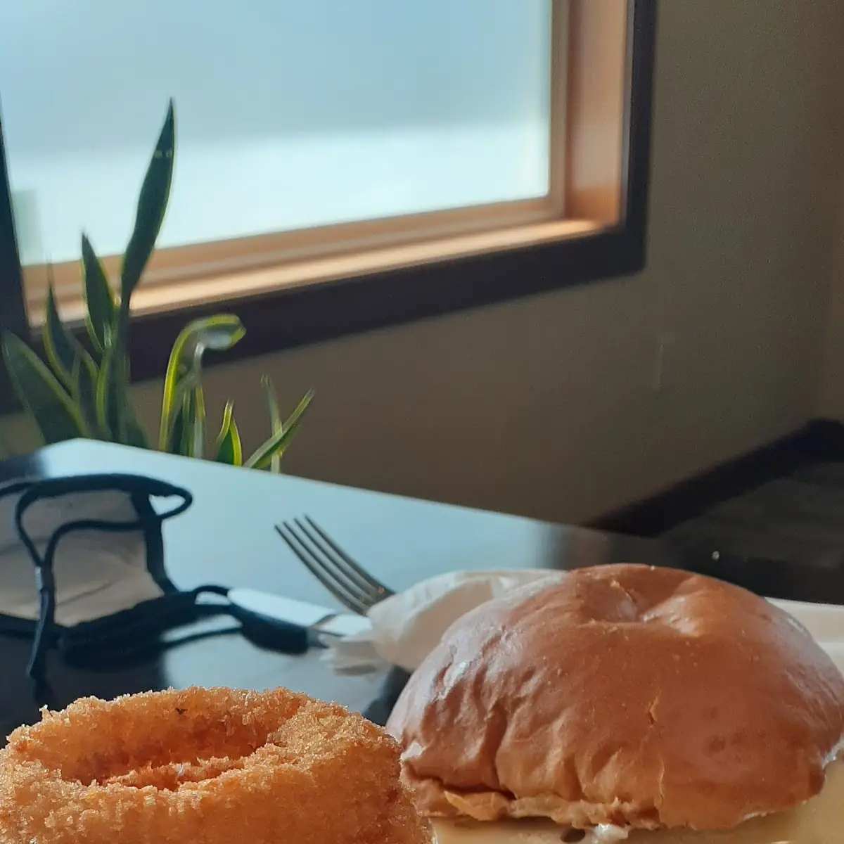 The Cuban Burger w Onion Rings