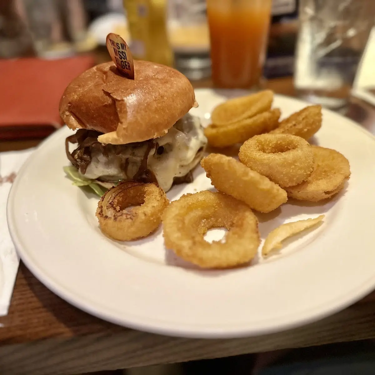 Onion Rings and BBQ Bacon Burger