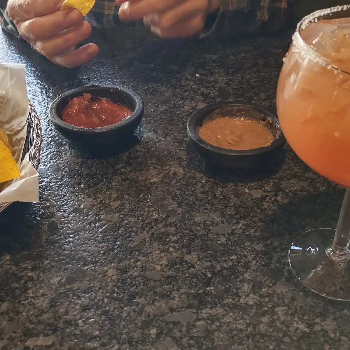 House Margarita and Comp Chips Dips