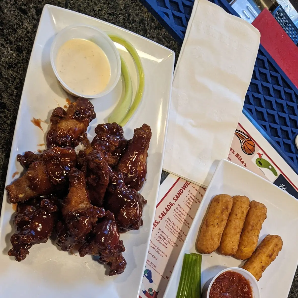 Chicken Wings and Mozzarella Sticks