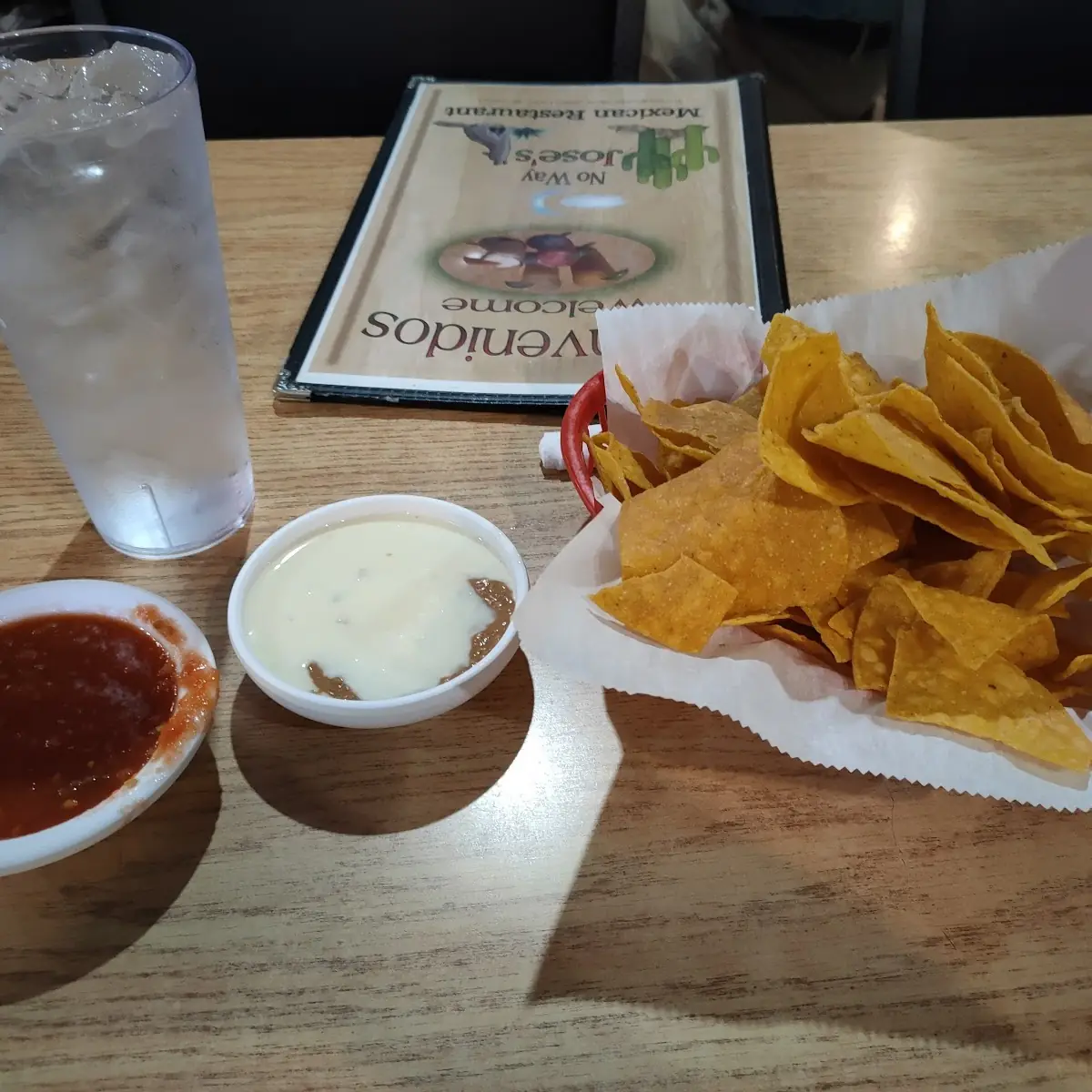 Chips and Salsa with Bean and Cheese Dip