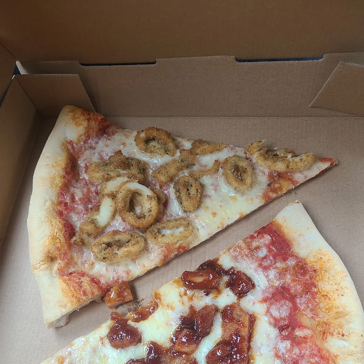 Fried Calamari BBQ Chicken Pizza