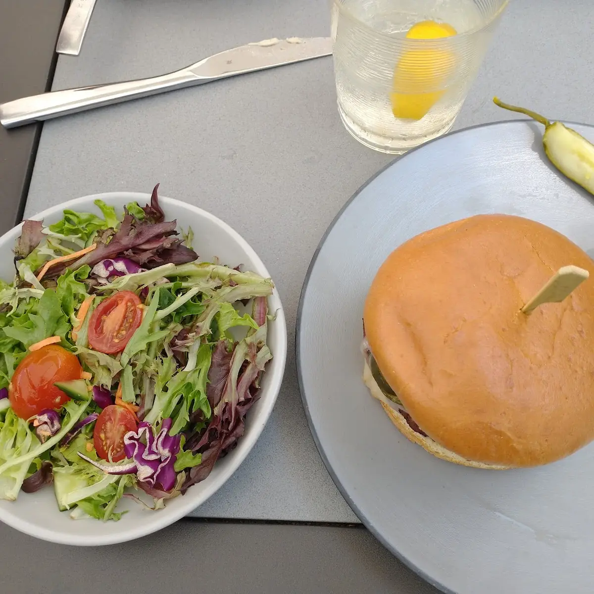 Beyond Beef Burger with Side Salad