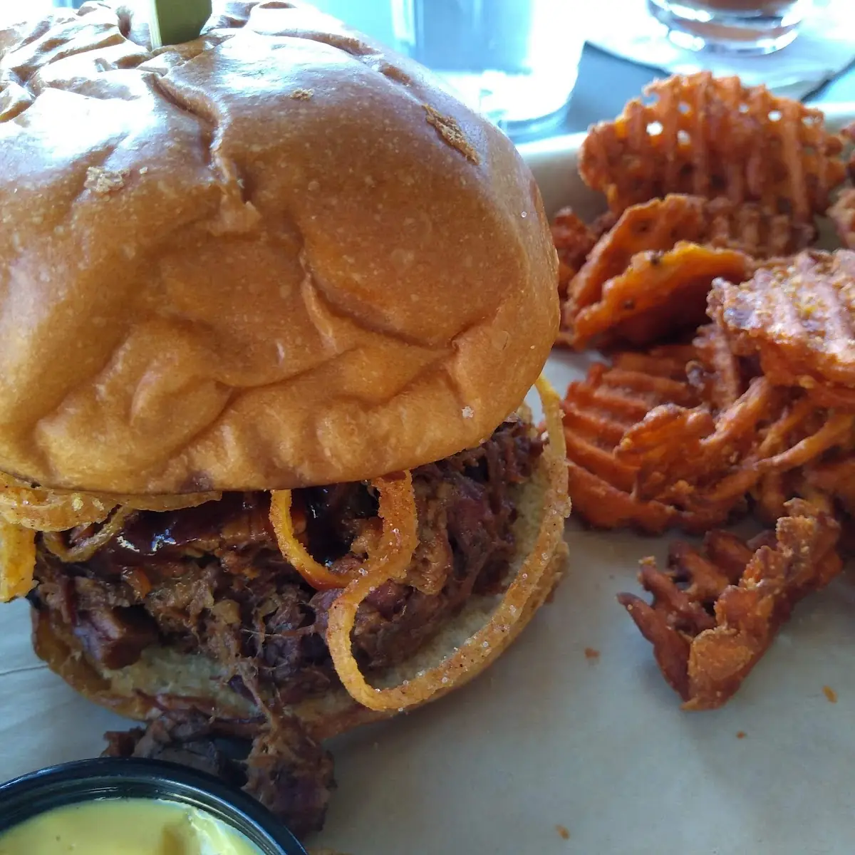 Burger with Sweet Potato Chips