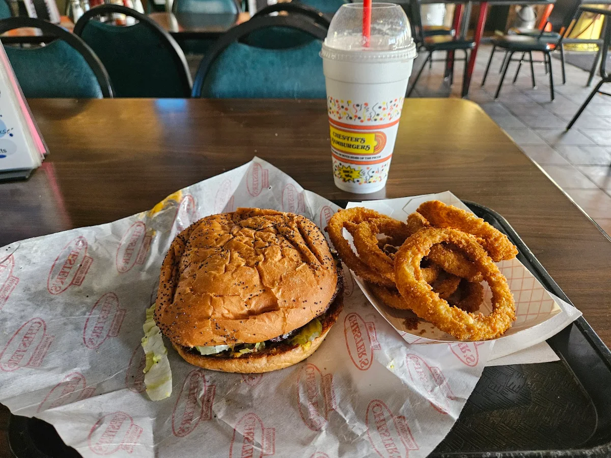 Double Cheeseburger and Onion Rings