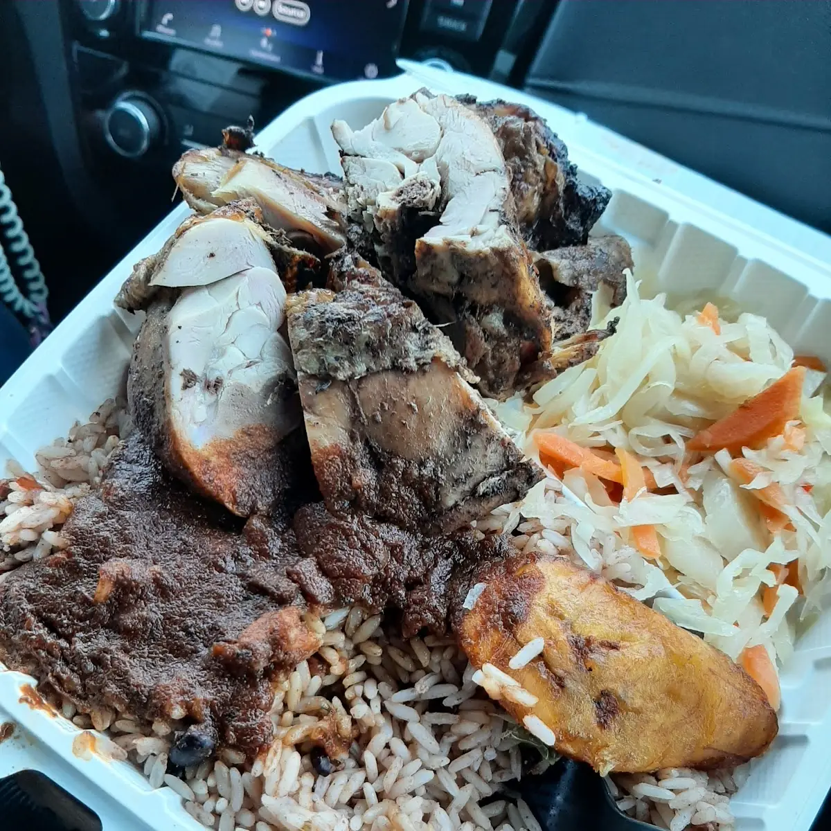 Jerk Chicken Rice and Beans Cabbage