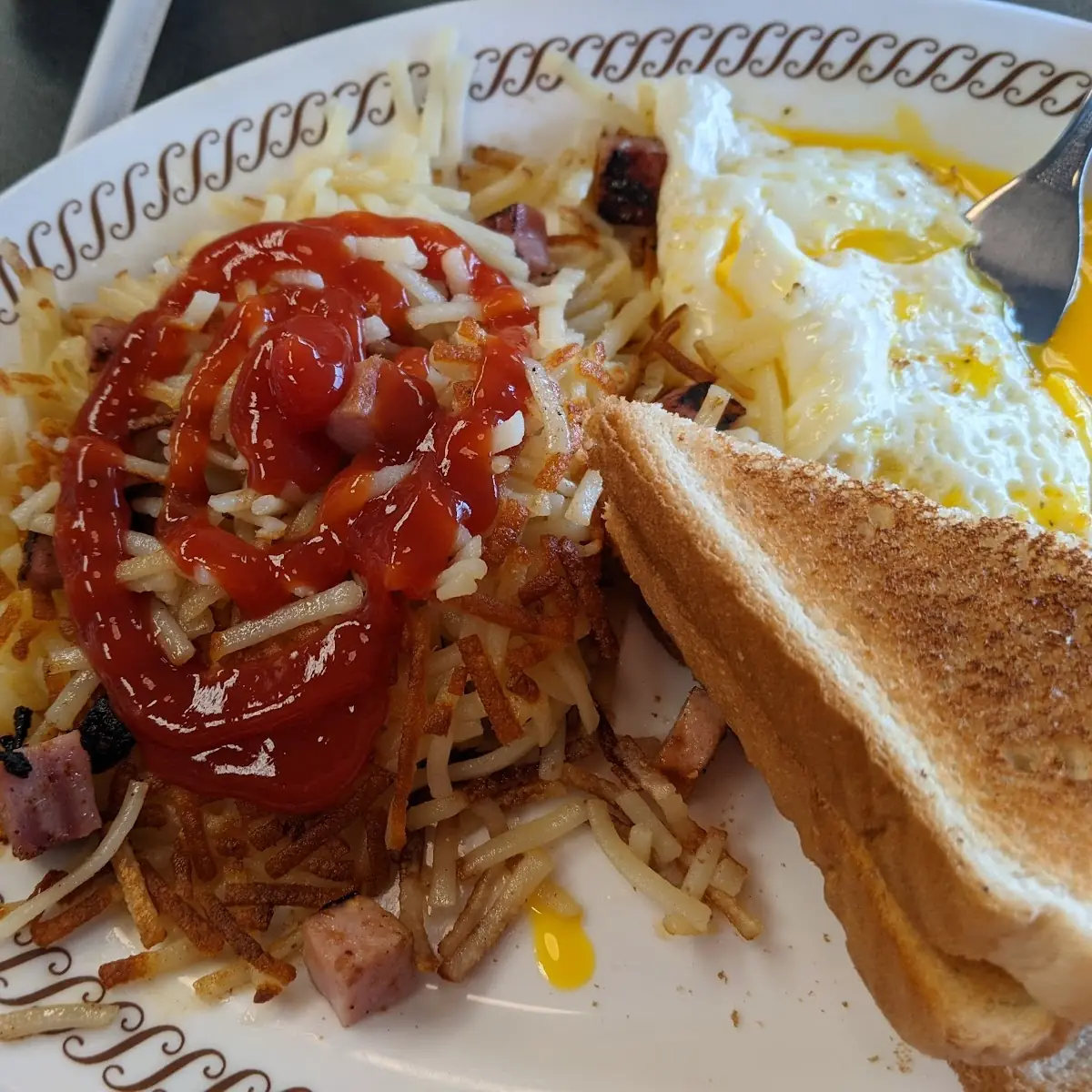 Hash Brown Eggs and Toast