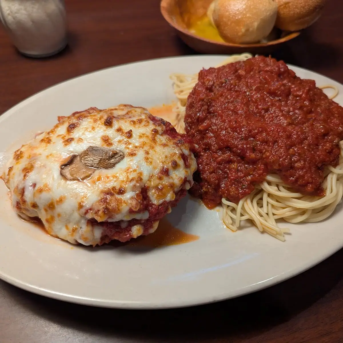 Eggplant Parm and Spaghetti with Meatballs