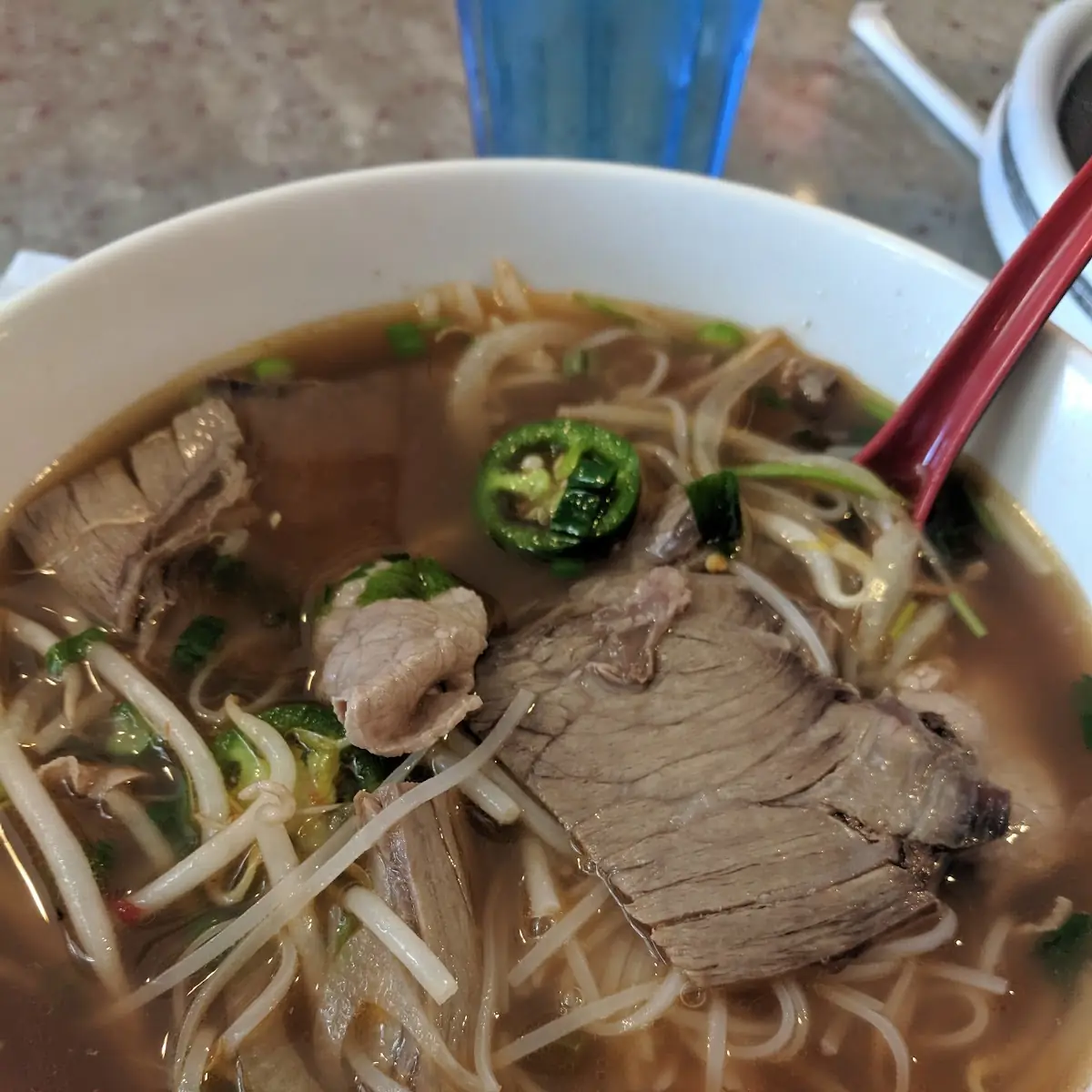 p9 Pho with Rare Beef and Well Done Brisket
