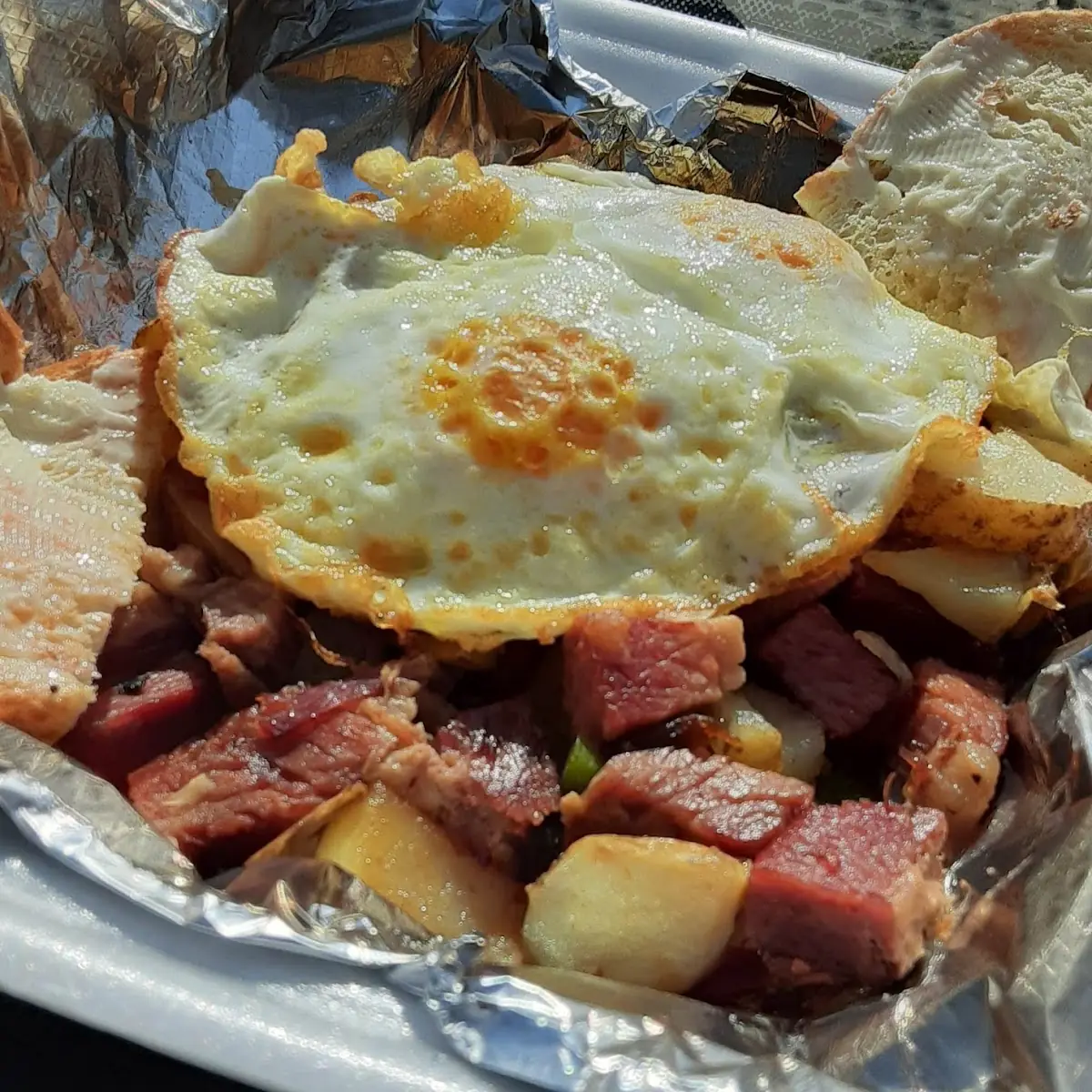 Corned Beef Hash with 2 Fried Eggs