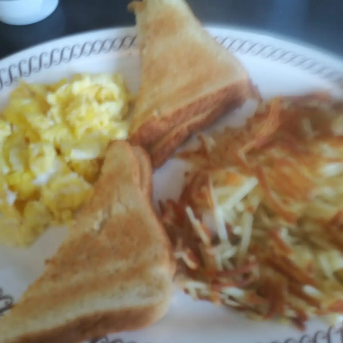 Hash Browns Toast and Eggs