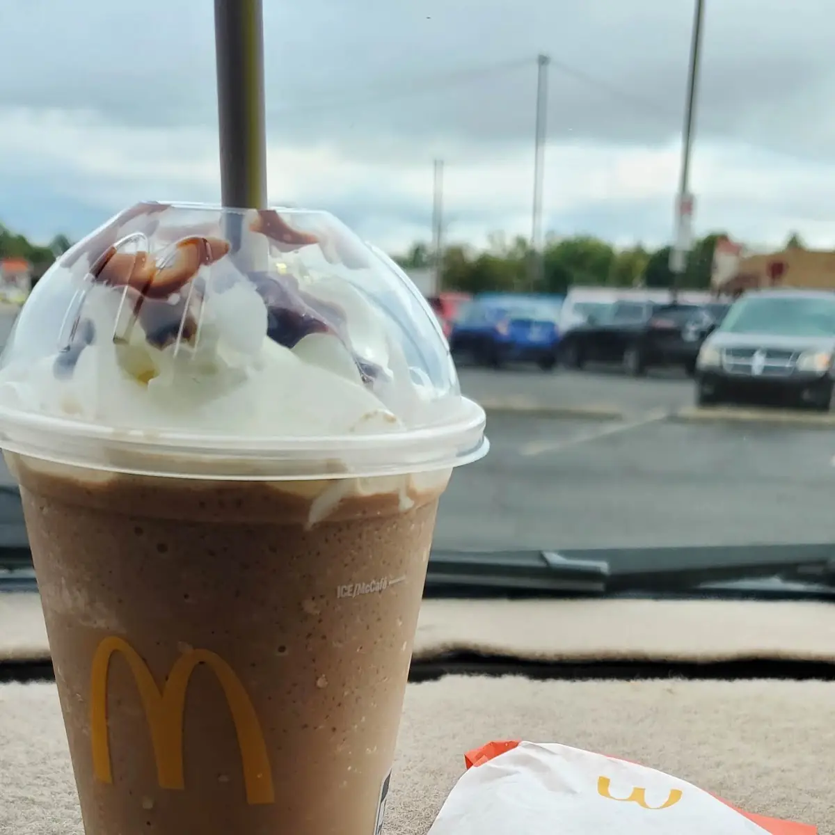 Mocha Frappé and Hash Brown