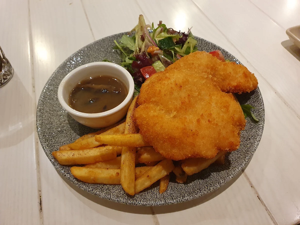Chicken Schnitzel, ABODE Bistro. Bar