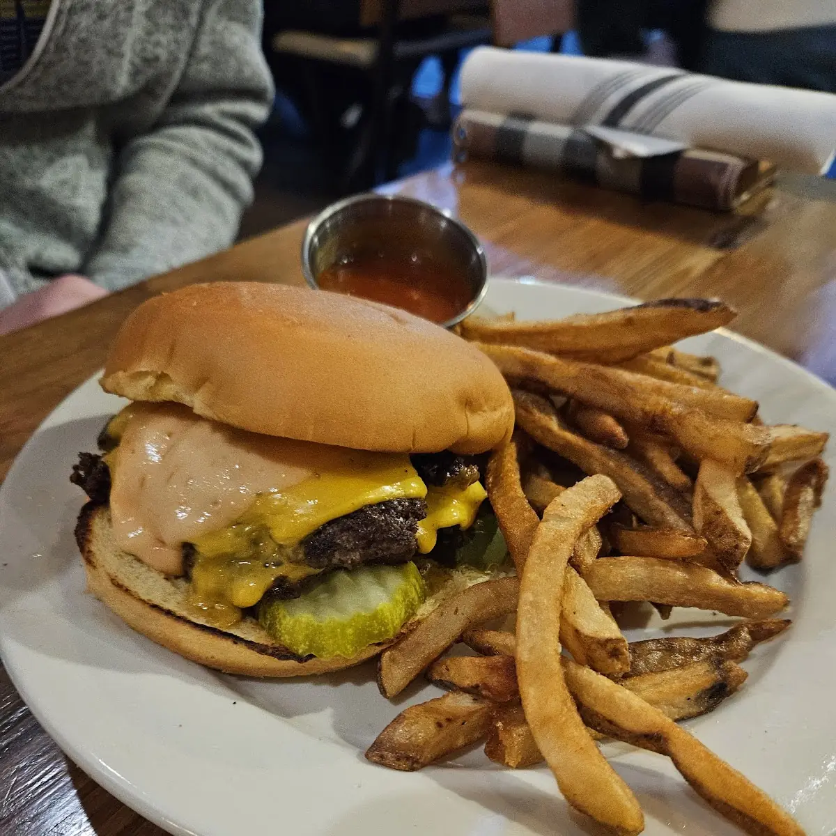 Backyard Burger and Sweet Potato Fries