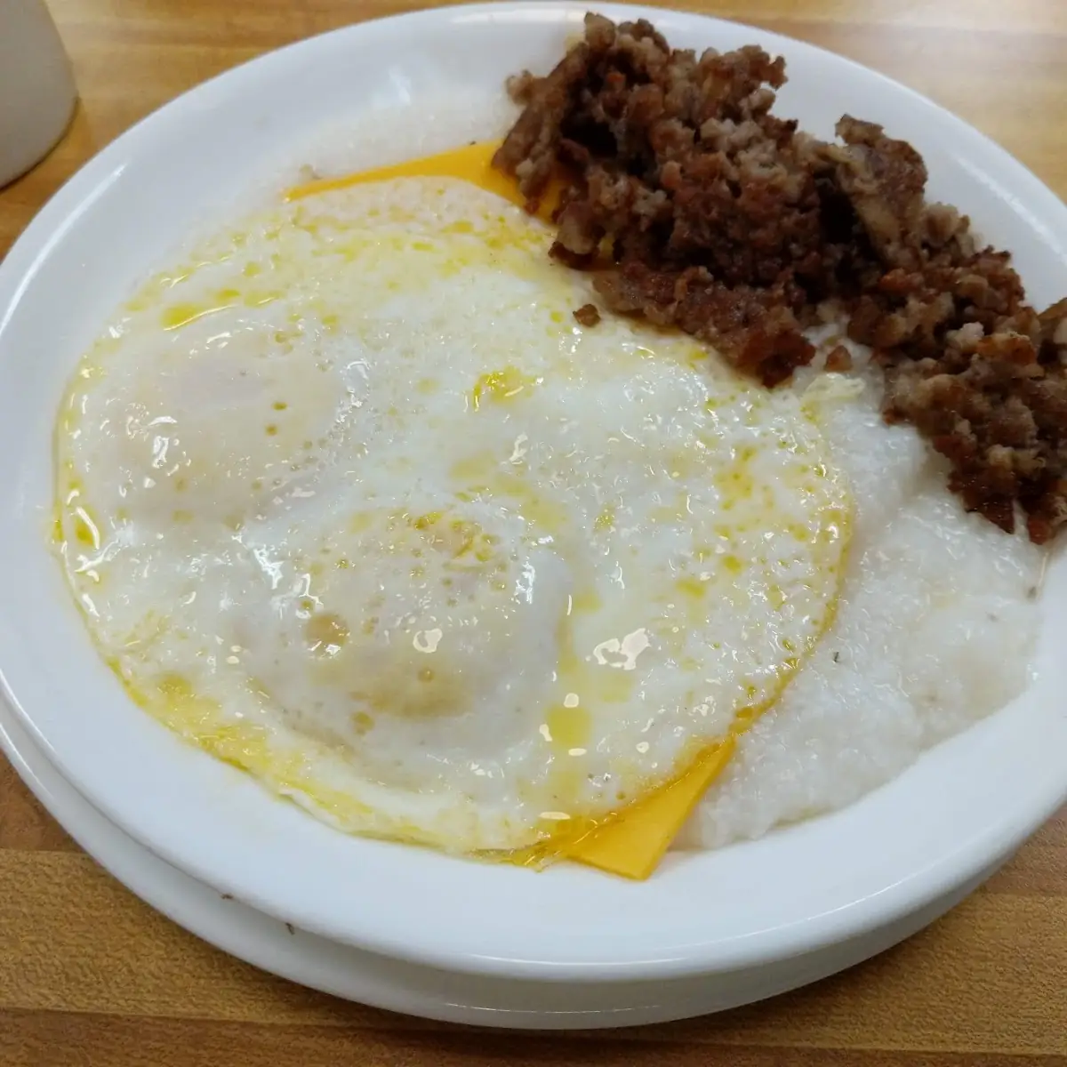 Breakfast Bowl with Grits Eggs and Bacon