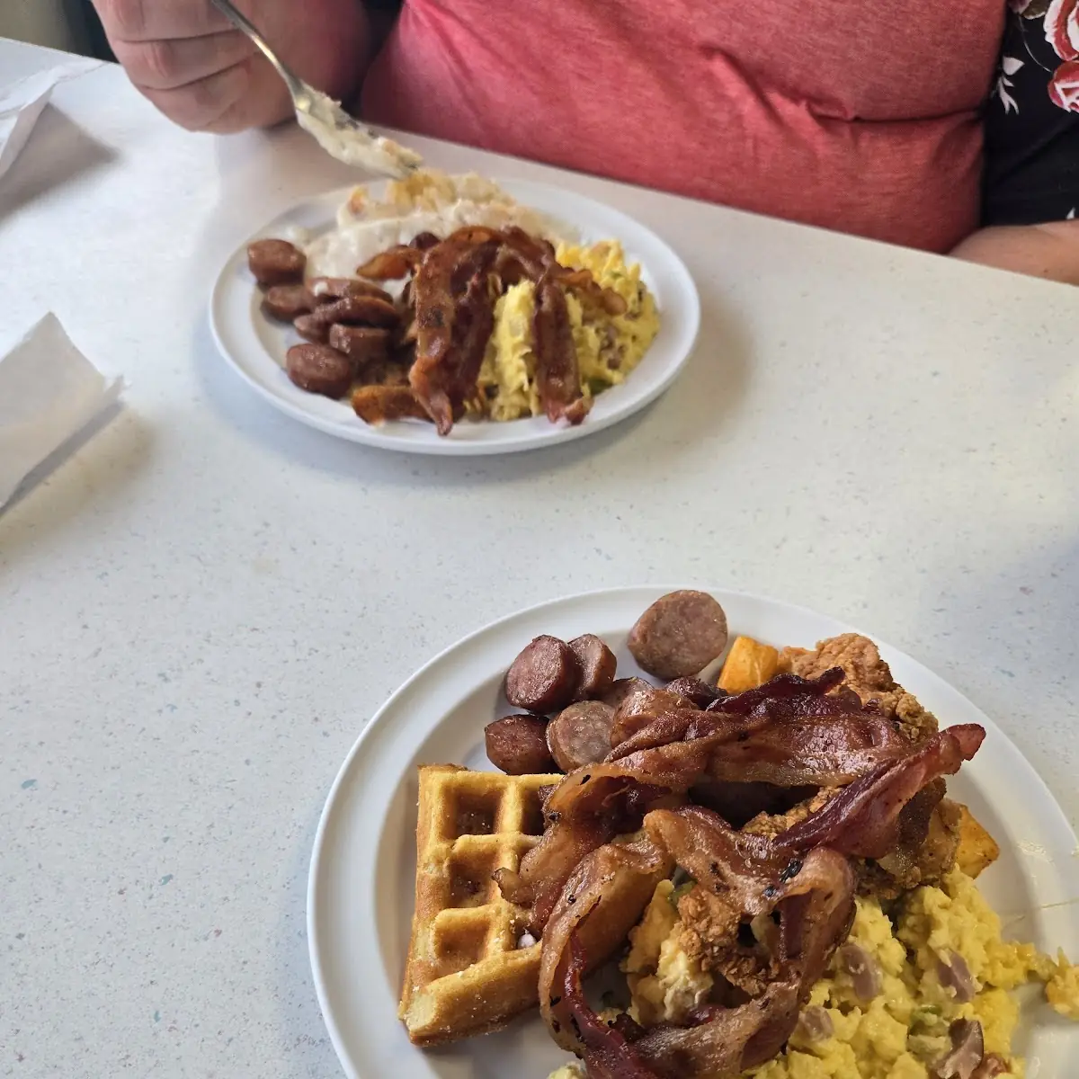 Pancakes and Eggs Bacon Sausage