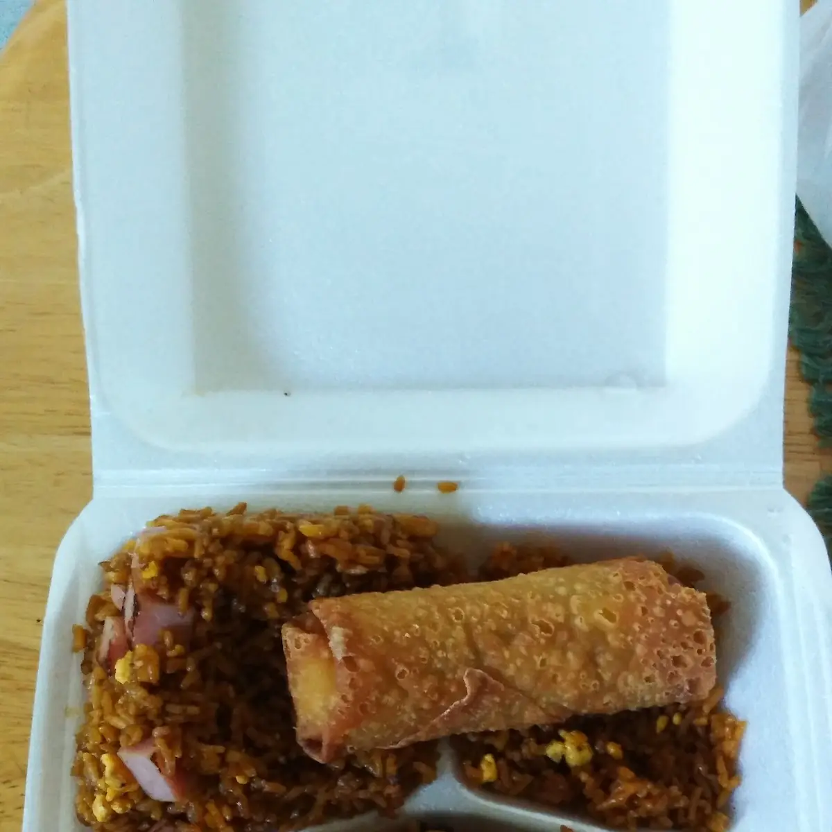 Chicken Wing Combination Plate with Egg Roll and Ham Fried Rice