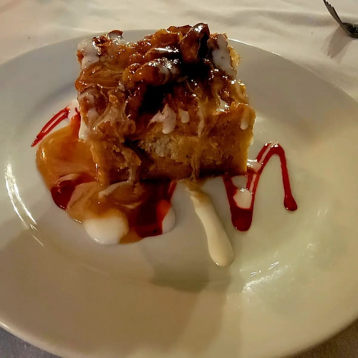 White Chocolate Bread Pudding with Candied Pecans