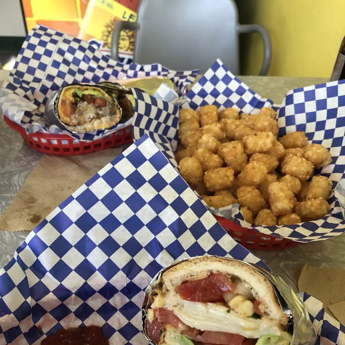 Chicken Sandwich and Tots