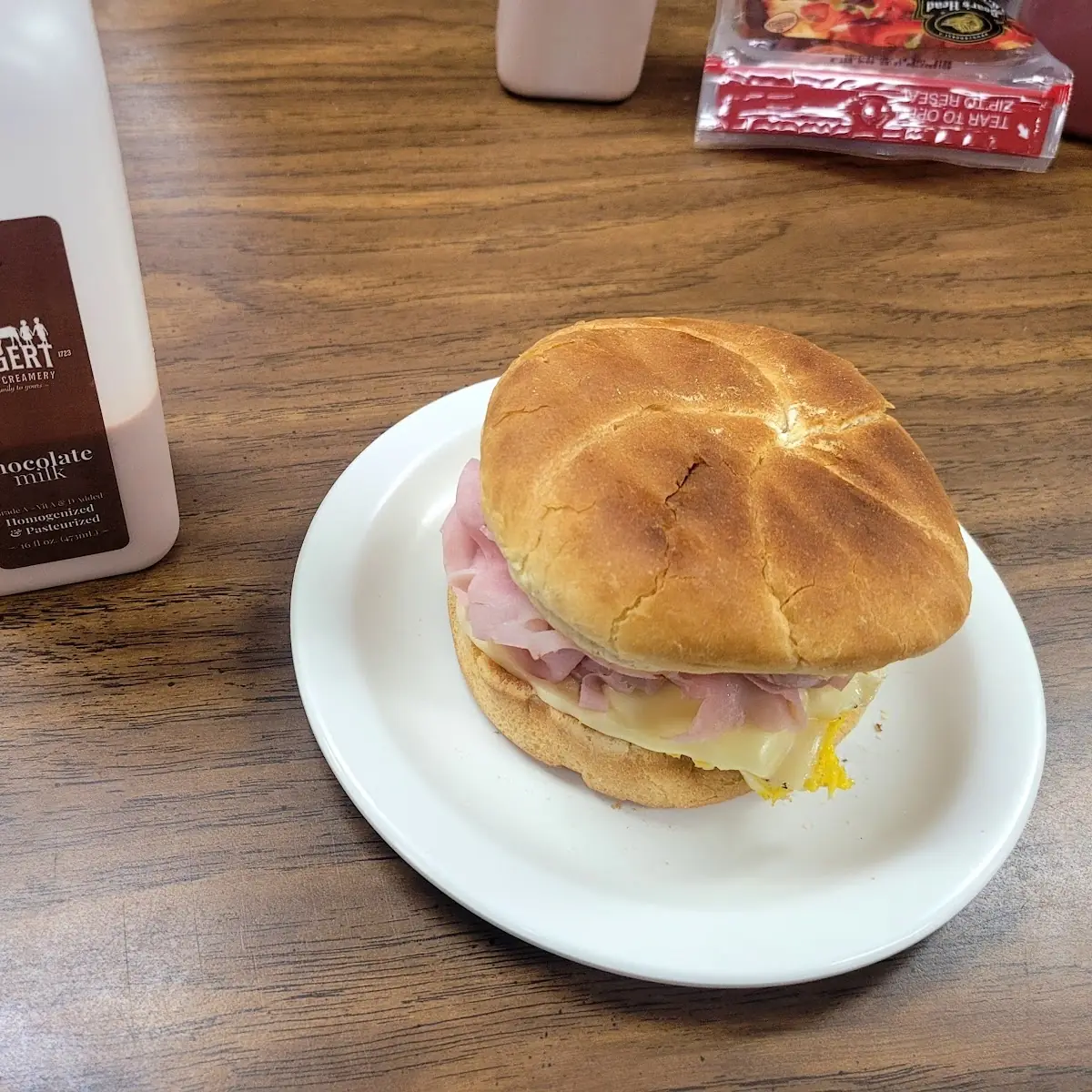 Ham Egg and Cheese on Hard Roll