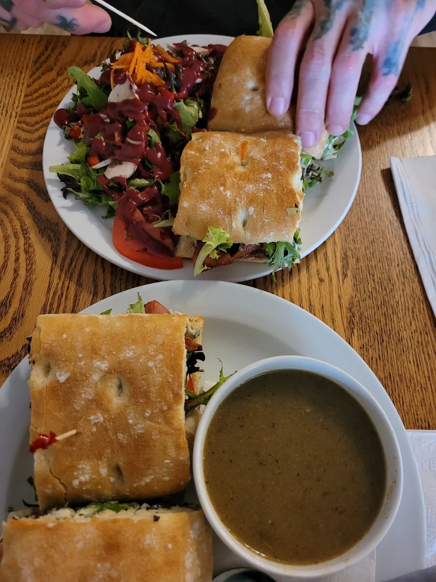 Focaccia Bread Chicken Club Sandwich, The Nutty Bean Cafe